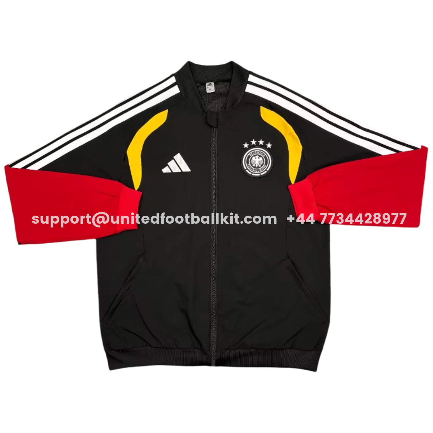 Unitedfootballkit.com | Germany 2026 Windbreaker Jacket - Black And Red -Customize Name, Number and Patch | Worldwide Shipping
