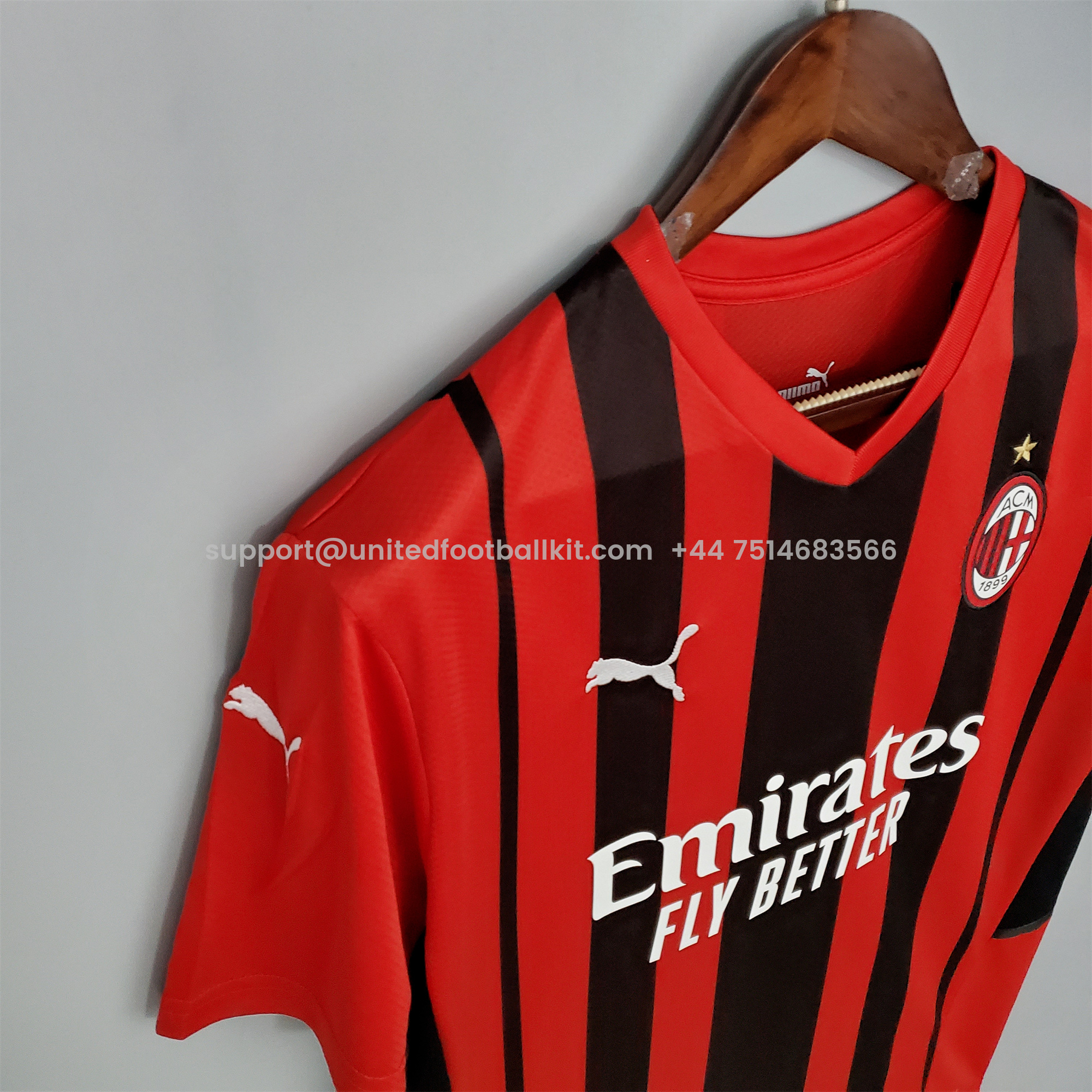 Unitedfootballkit.com | Retro AC Milan 2021-22 Home Stadium Jersey -Customize Name, Number and Patch | Worldwide Shipping