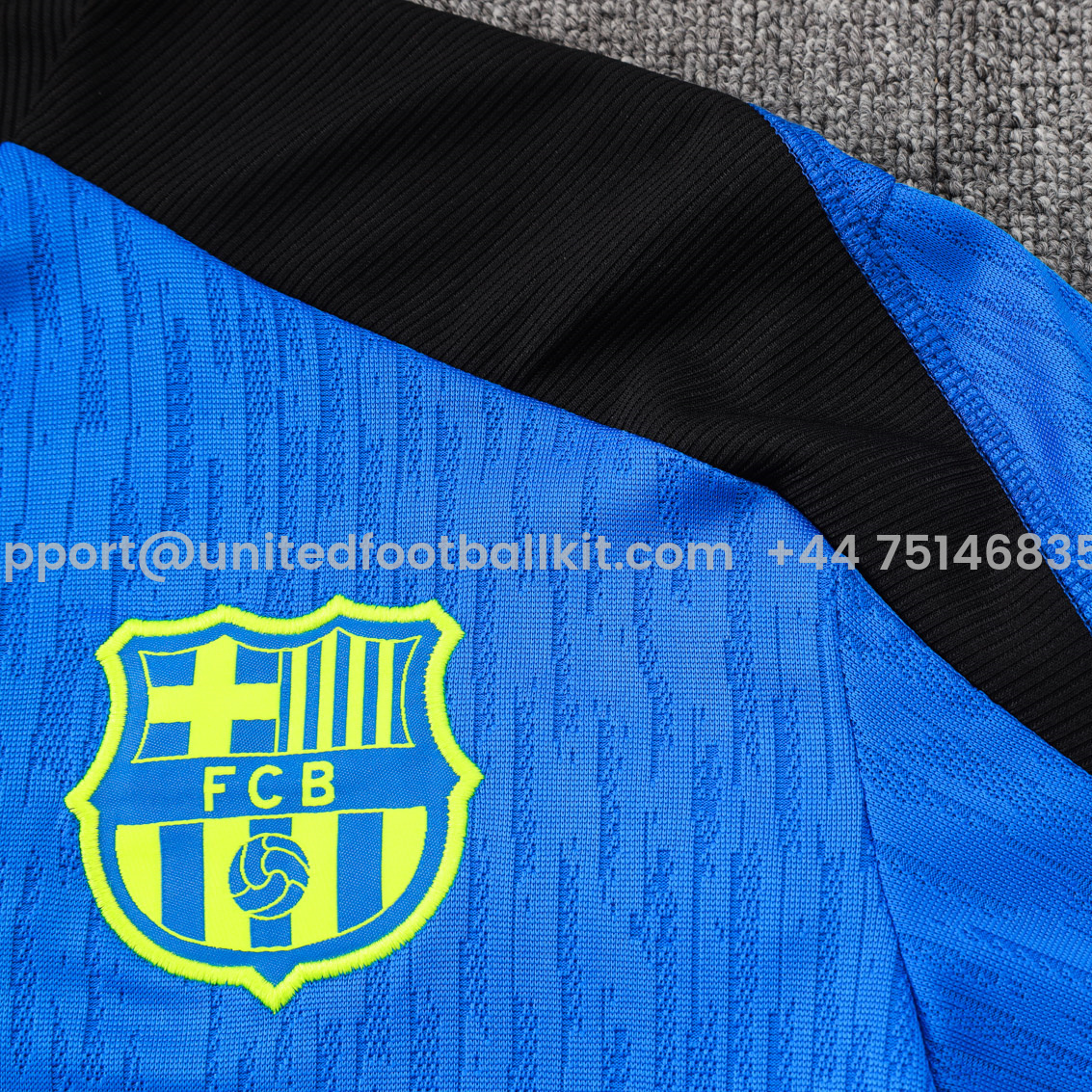 Unitedfootballkit.com | Barcelona 24-25 Long Sleeve Training Set - Player Version - Blue Top and Black Pants -Customize Name, Number and Patch | Worldwide Shipping
