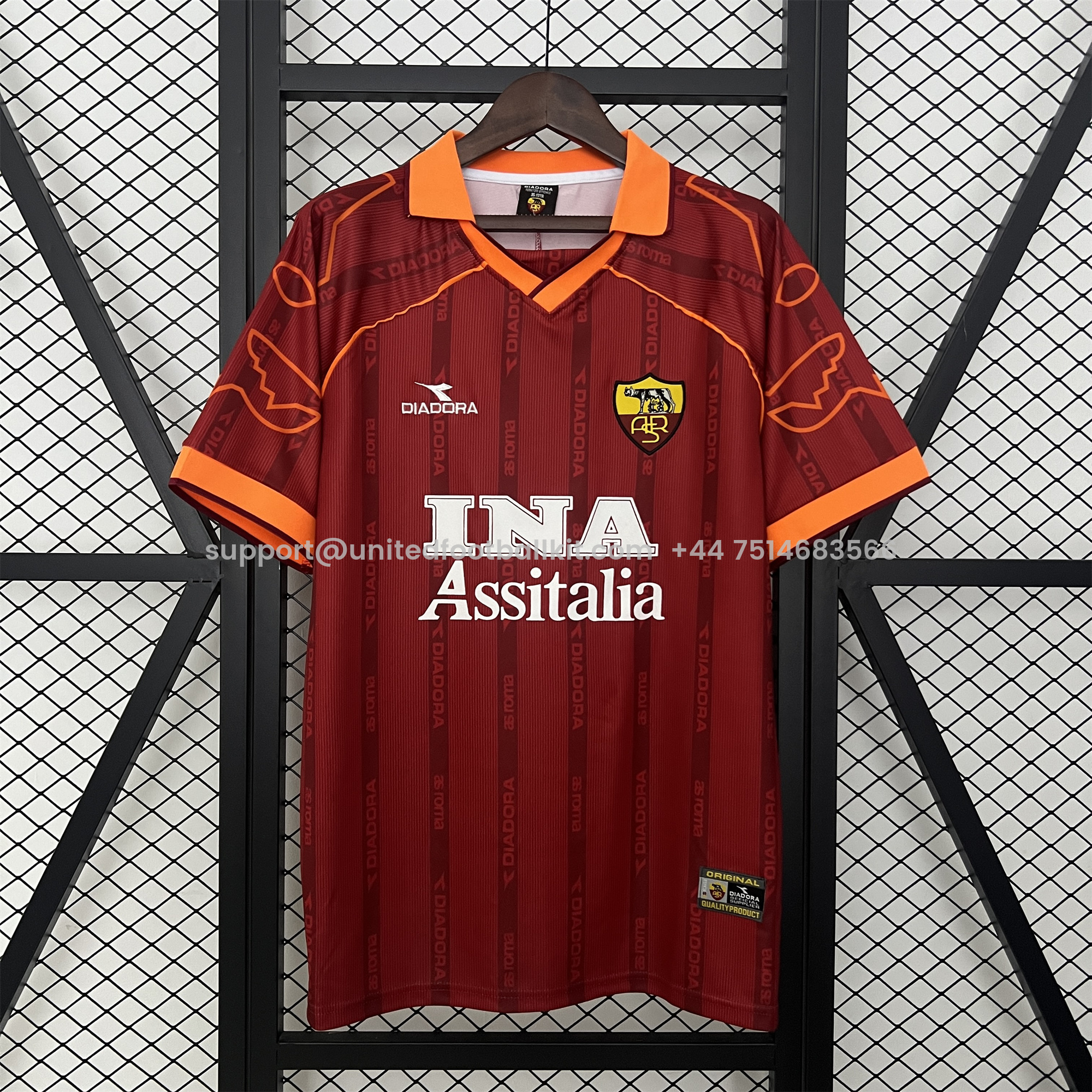 Unitedfootballkit.com | Retro Roma 1999-00 Home Jersey -Customize Name, Number and Patch | Worldwide Shipping