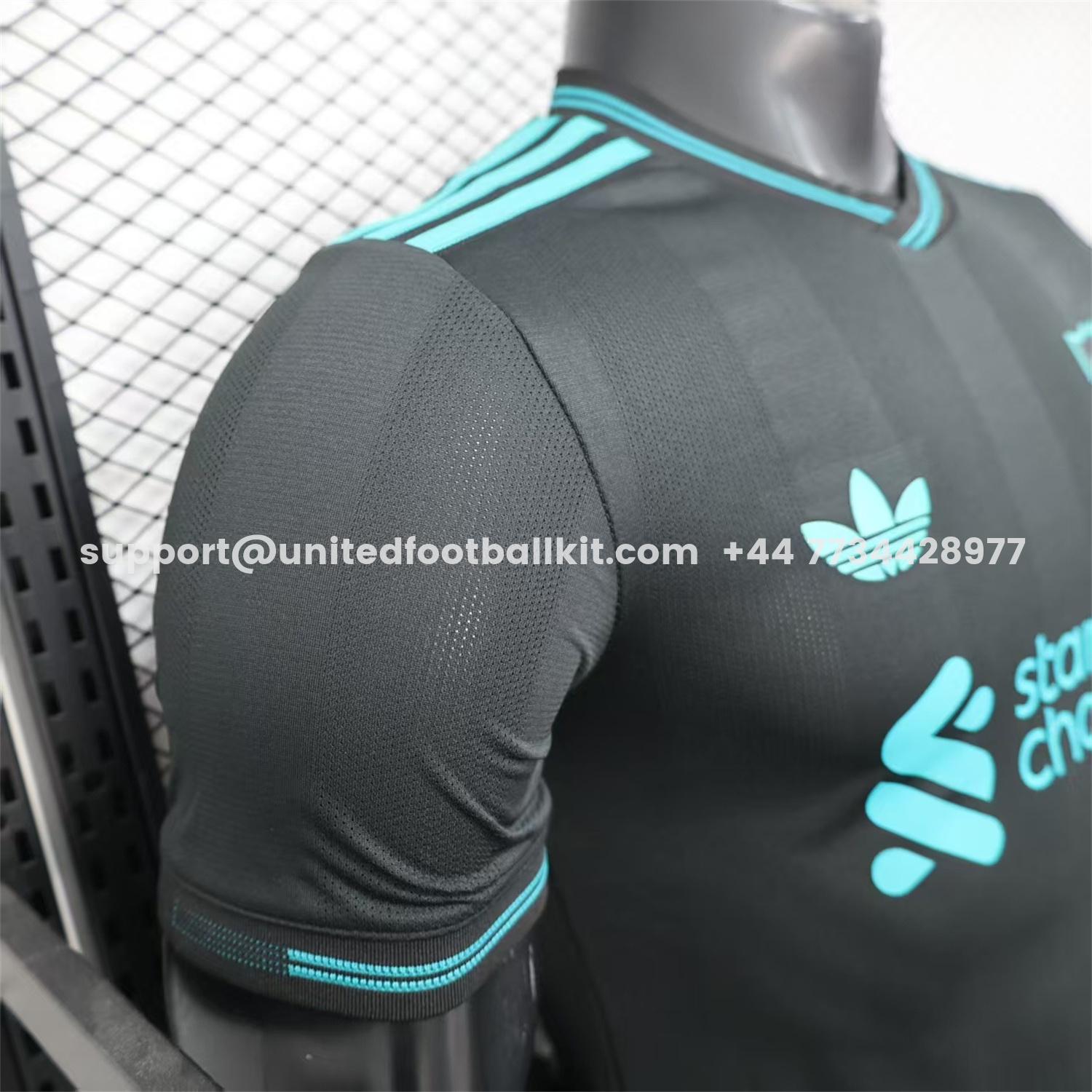 Unitedfootballkit.com | Liver.pool 25-26 Black Special Cyan Sponsor Jersey - Player Version -Customize Name, Number and Patch | Worldwide Shipping
