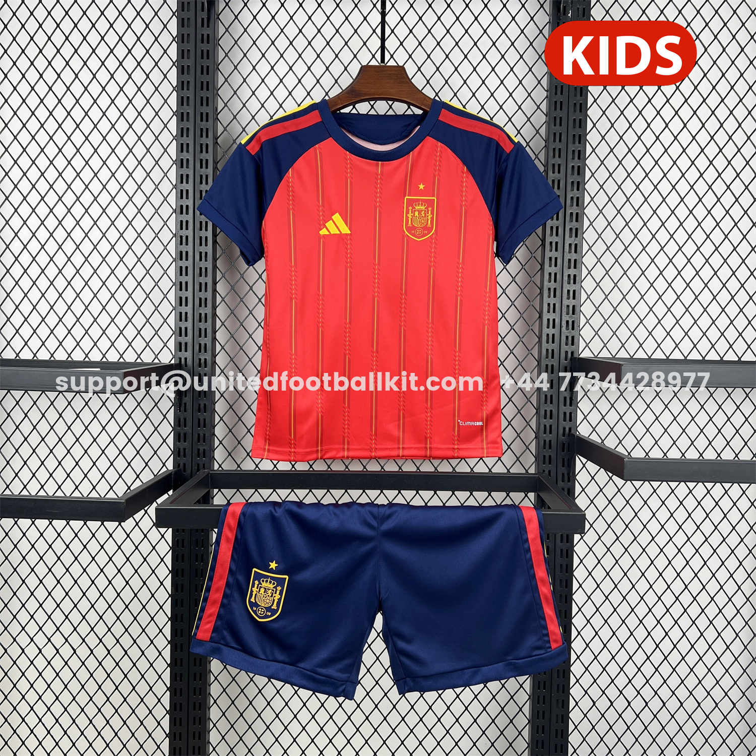 Unitedfootballkit.com | Spain 2026 Home Kids Kit -Customize Name, Number and Patch | Worldwide Shipping