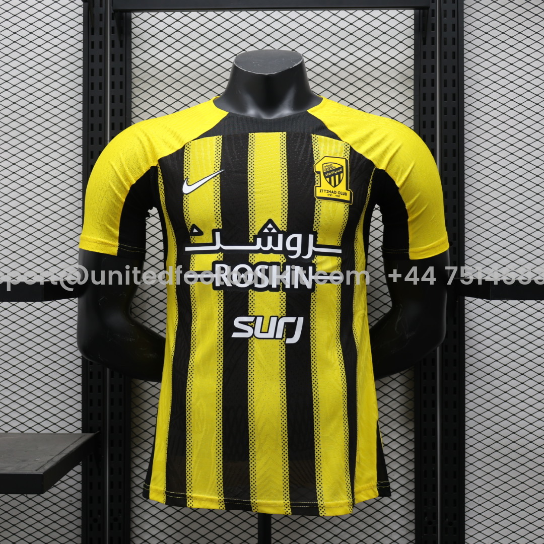 Unitedfootballkit.com | Al Ittihad Jeddah United 24-25 Home Jersey - Player Version -Customize Name, Number and Patch | Worldwide Shipping