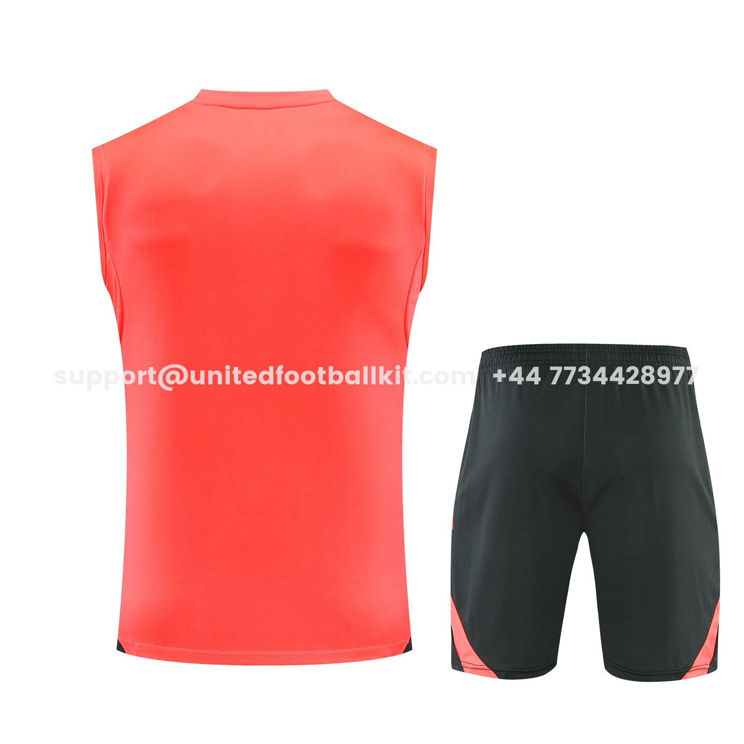 Unitedfootballkit.com | Bayern Munich 25-26 Vest Training Set - Coral With Black Accents Top & Black With Coral Accents Pants -Customize Name, Number and Patch | Worldwide Shipping