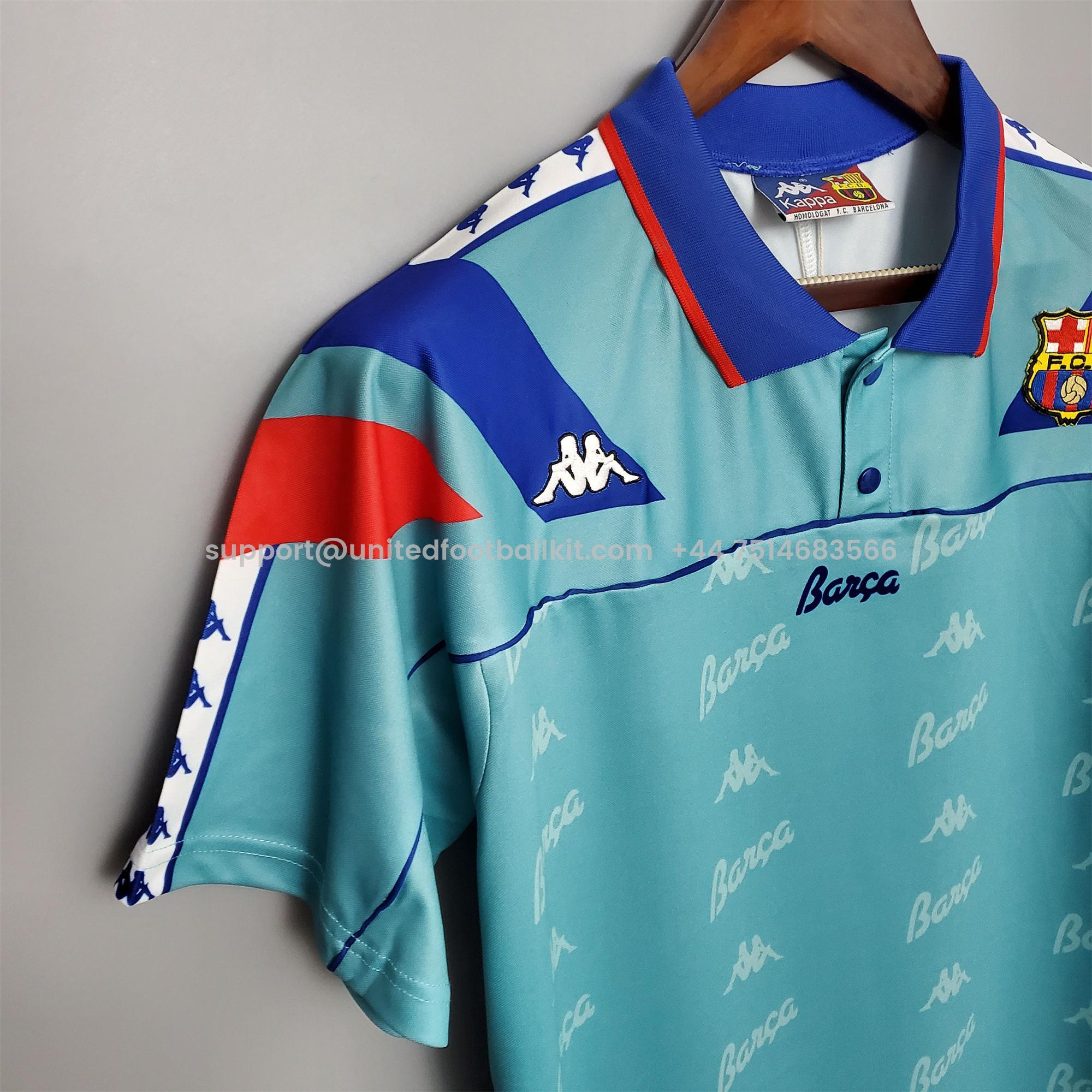 Unitedfootballkit.com | Retro Barcelona 92-95 Away Stadium Jersey -Customize Name, Number and Patch | Worldwide Shipping