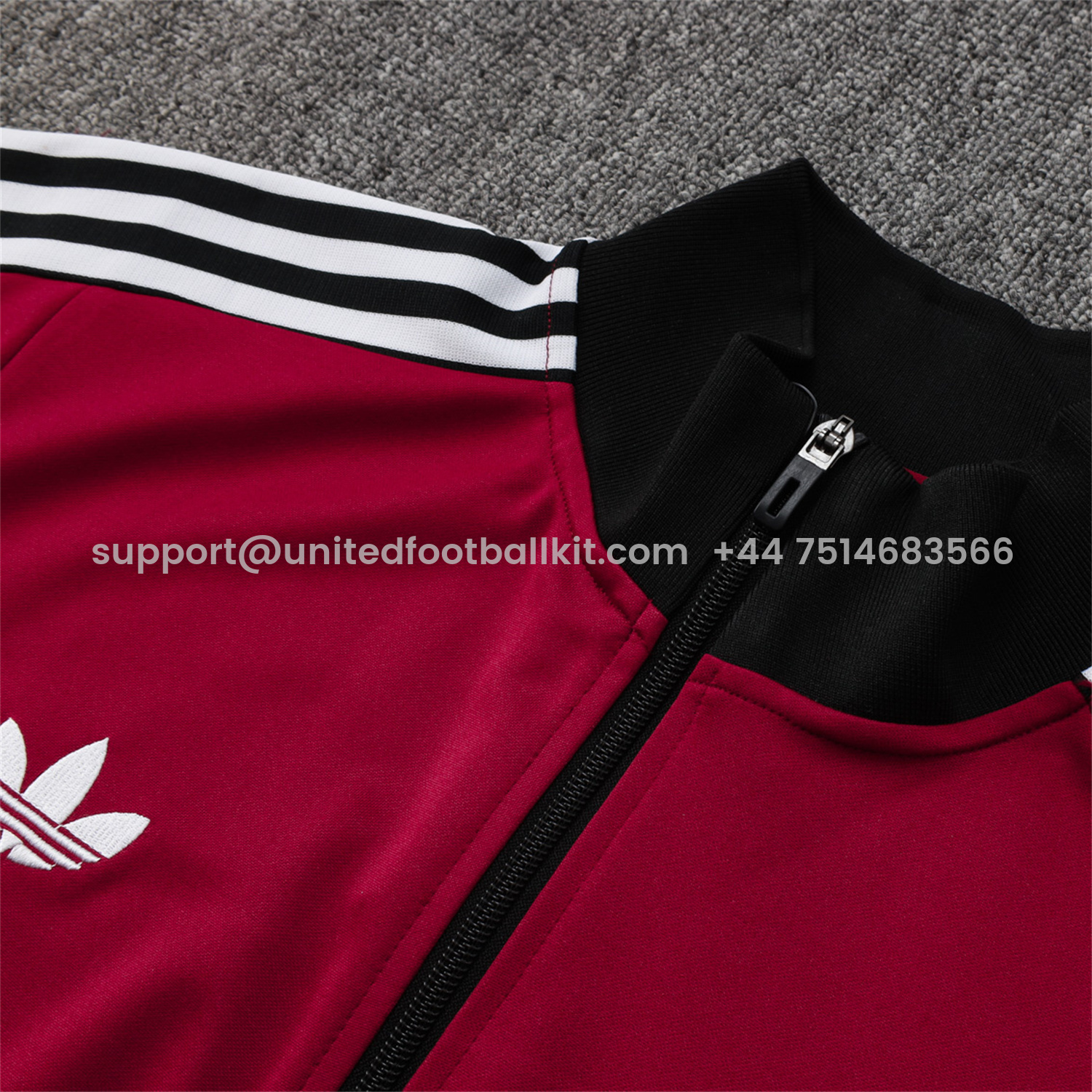 Unitedfootballkit.com | Manchester United 24-25 Kids Throwback Jacket Training Tracksuit - Date Red Jackets & Black Pants -Customize Name, Number and Patch | Worldwide Shipping