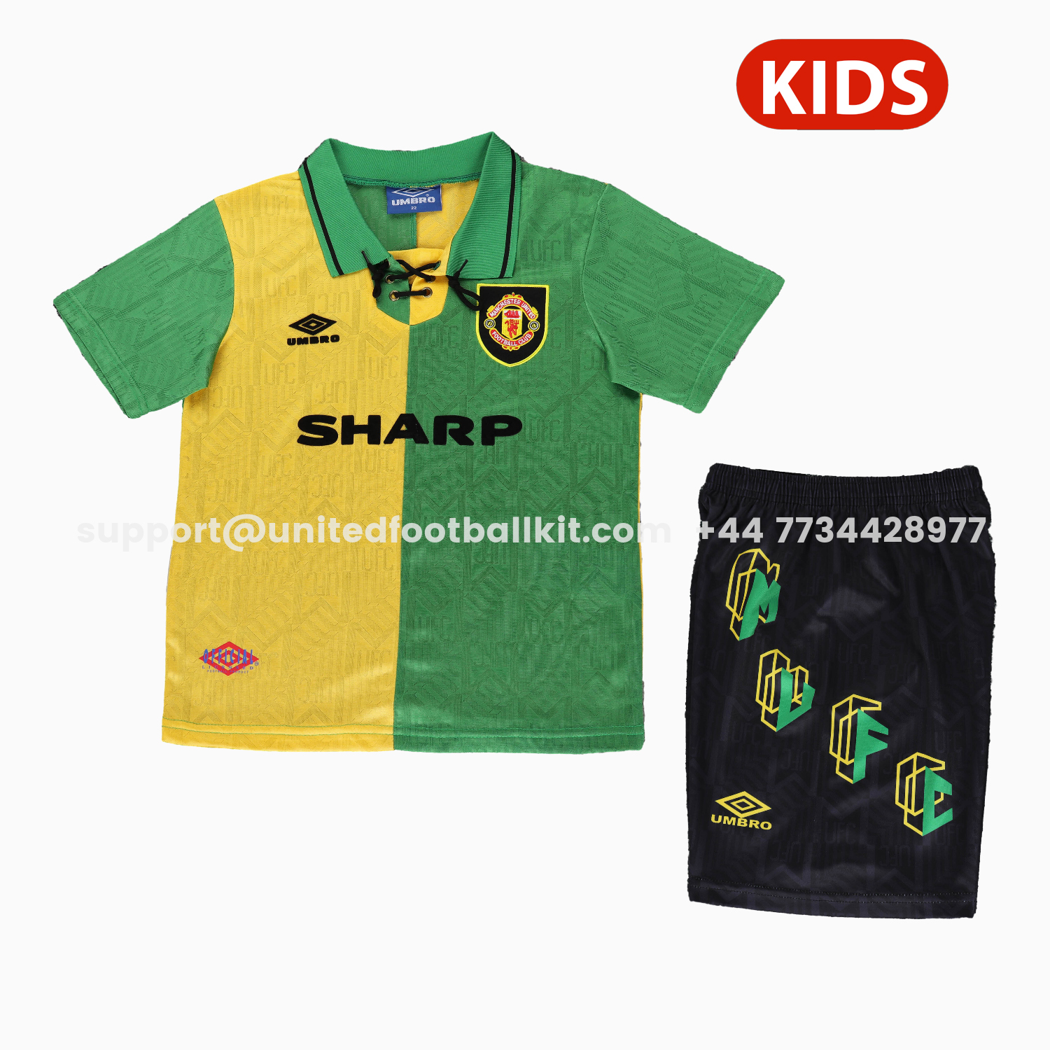 Unitedfootballkit.com | Retro Manchester United 92-94 Away Kids Kit -Customize Name, Number and Patch | Worldwide Shipping