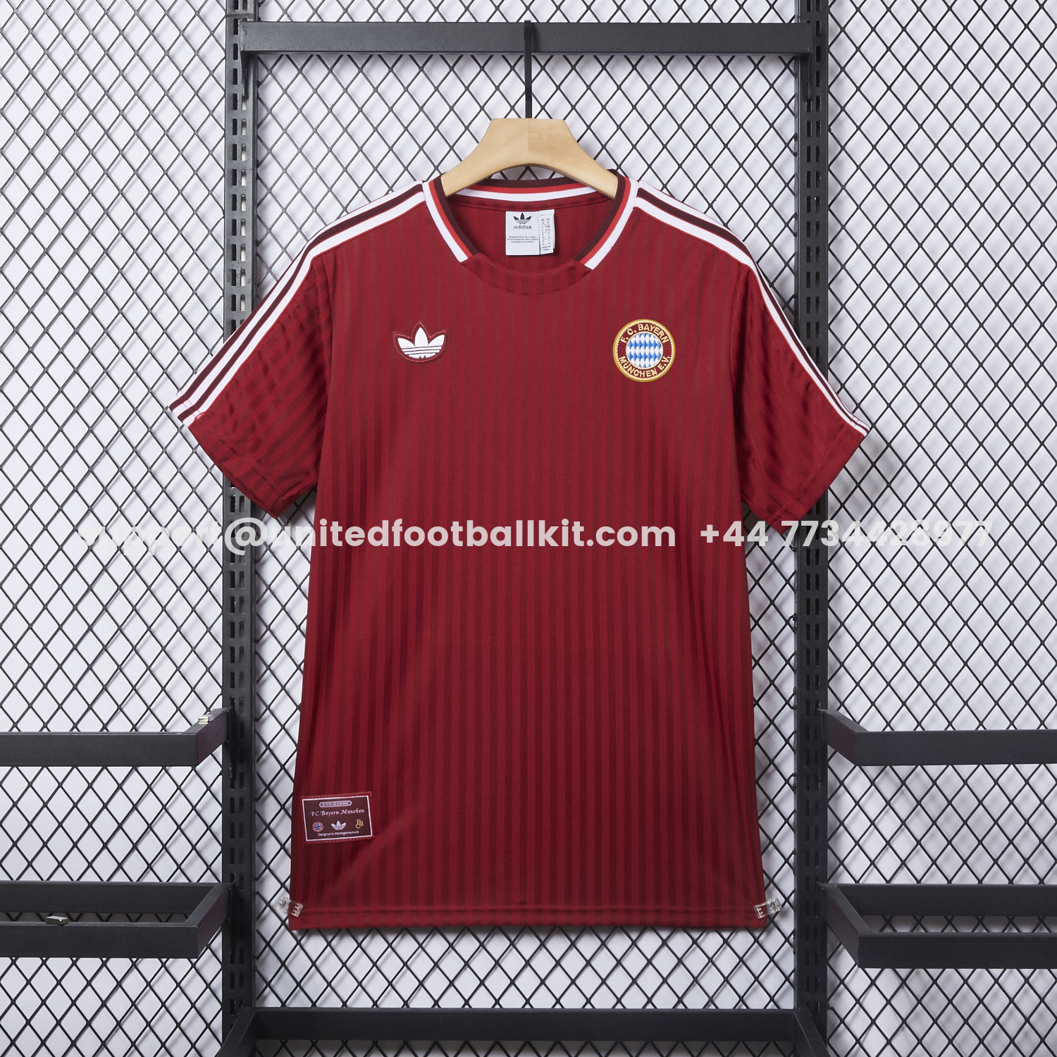 Unitedfootballkit.com | Bayern Munich 25-26 Trefoil Wine Red Travel Jersey - Fans Version -Customize Name, Number and Patch | Worldwide Shipping