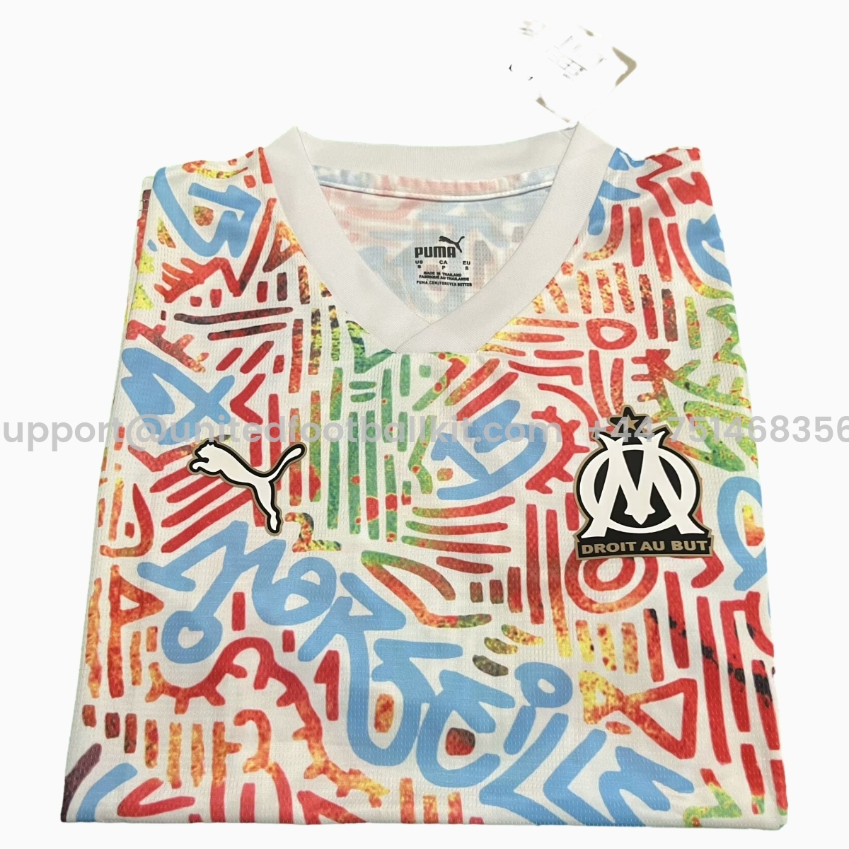 Unitedfootballkit.com | Marseille 24-25 Color Graffiti Pre-match Training Jersey - Fans Version -Customize Name, Number and Patch | Worldwide Shipping