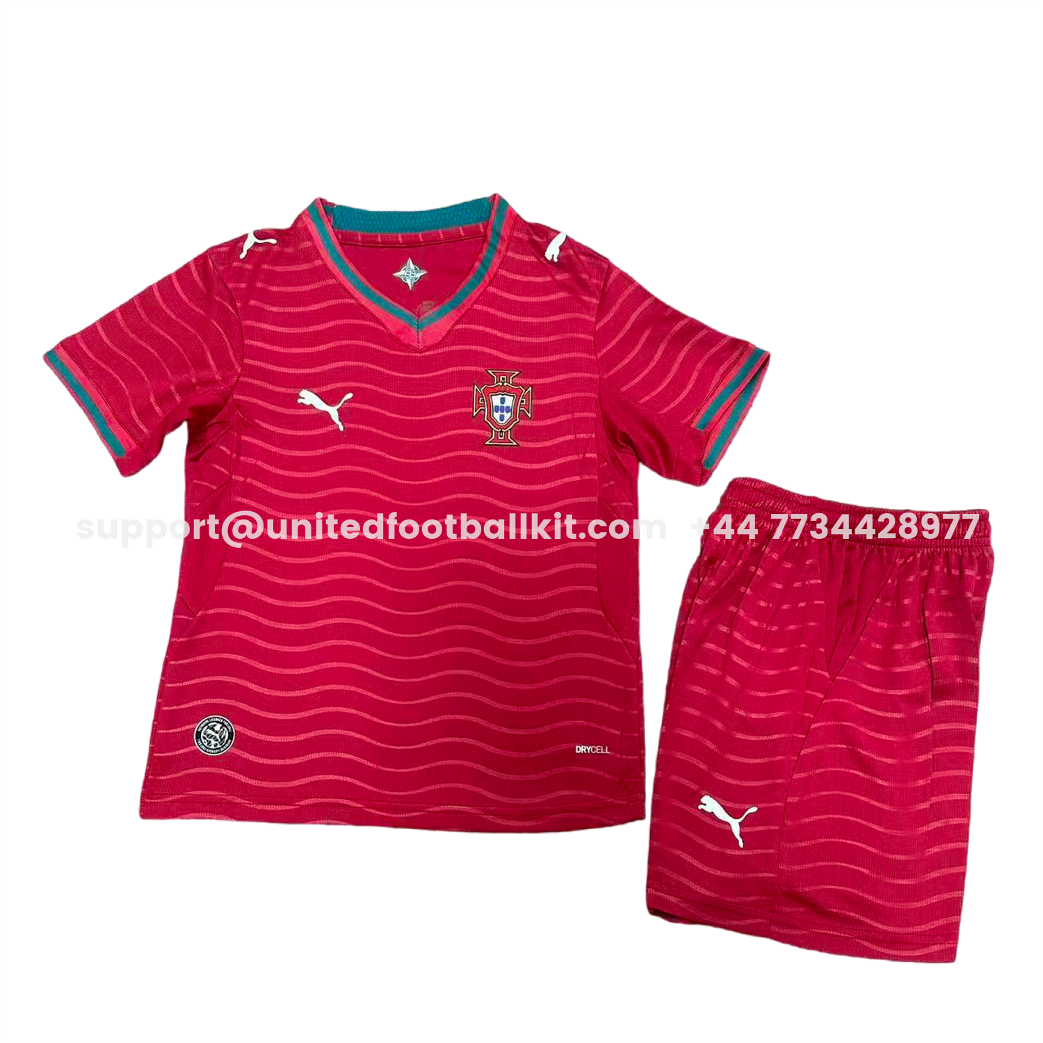 Unitedfootballkit.com | Portugal 2026 Home Kids Kit -Customize Name, Number and Patch | Worldwide Shipping