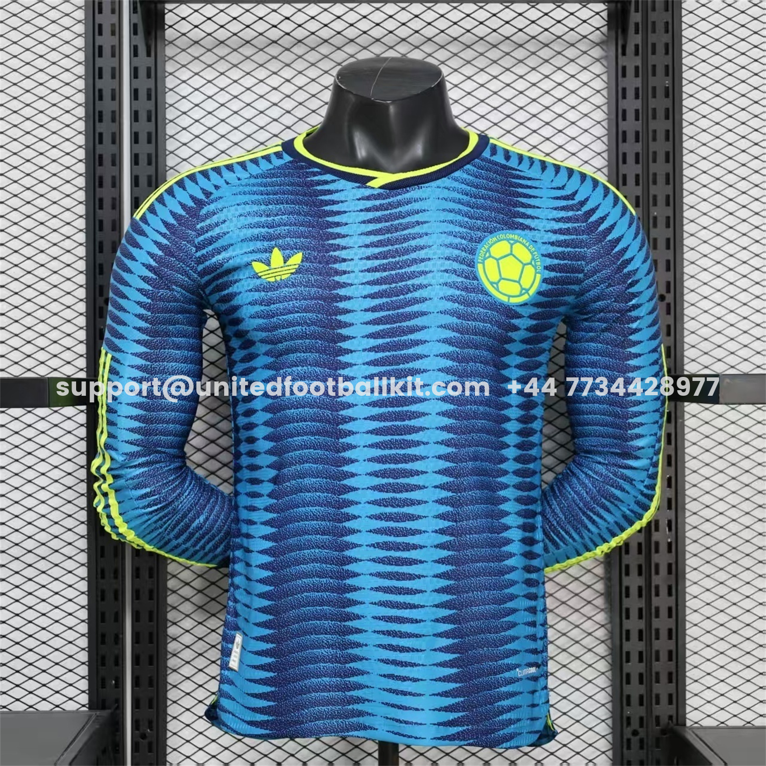 Unitedfootballkit.com | Colombia 2026 Away Blue Long Sleeves Jersey - Player Version -Customize Name, Number and Patch | Worldwide Shipping