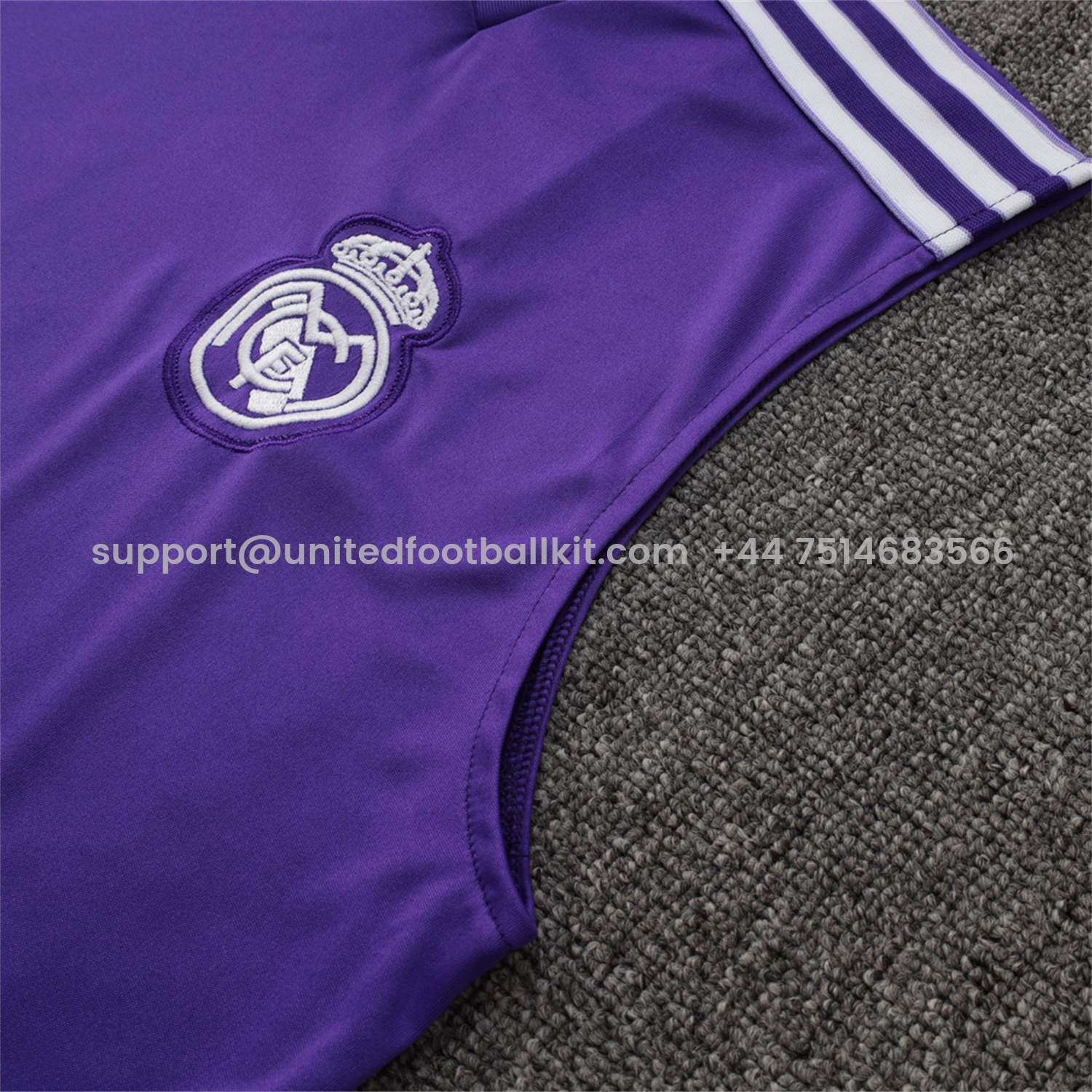 Unitedfootballkit.com | Real Madrid 25-26 Throwback Trefoil Vest Training Set - Purple -Customize Name, Number and Patch | Worldwide Shipping