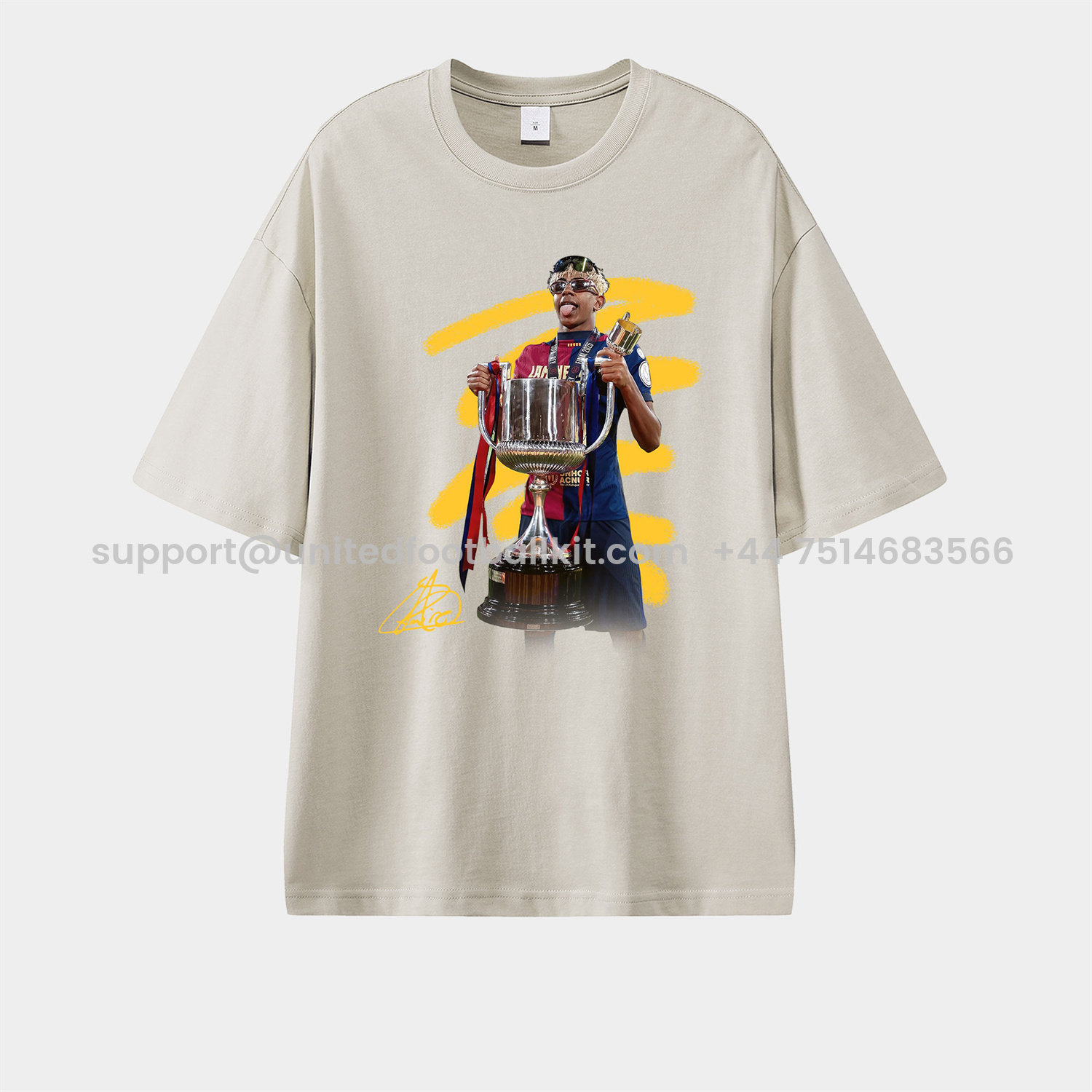 Unitedfootballkit.com | Barcelona Yamal Copa Del Rey Unisex Pure Cotton T-shirt -Customize Name, Number and Patch | Worldwide Shipping