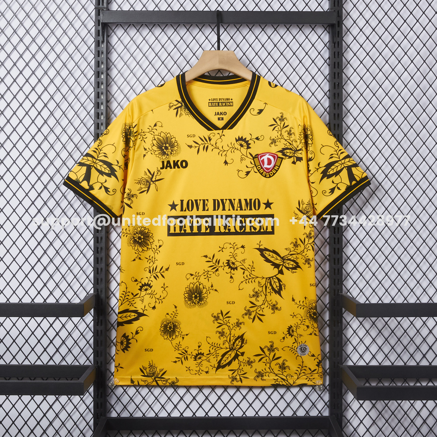 Unitedfootballkit.com | Dynamo Dresden 25-26 HATE RACISM Special Jersey - Fans Version -Customize Name, Number and Patch | Worldwide Shipping