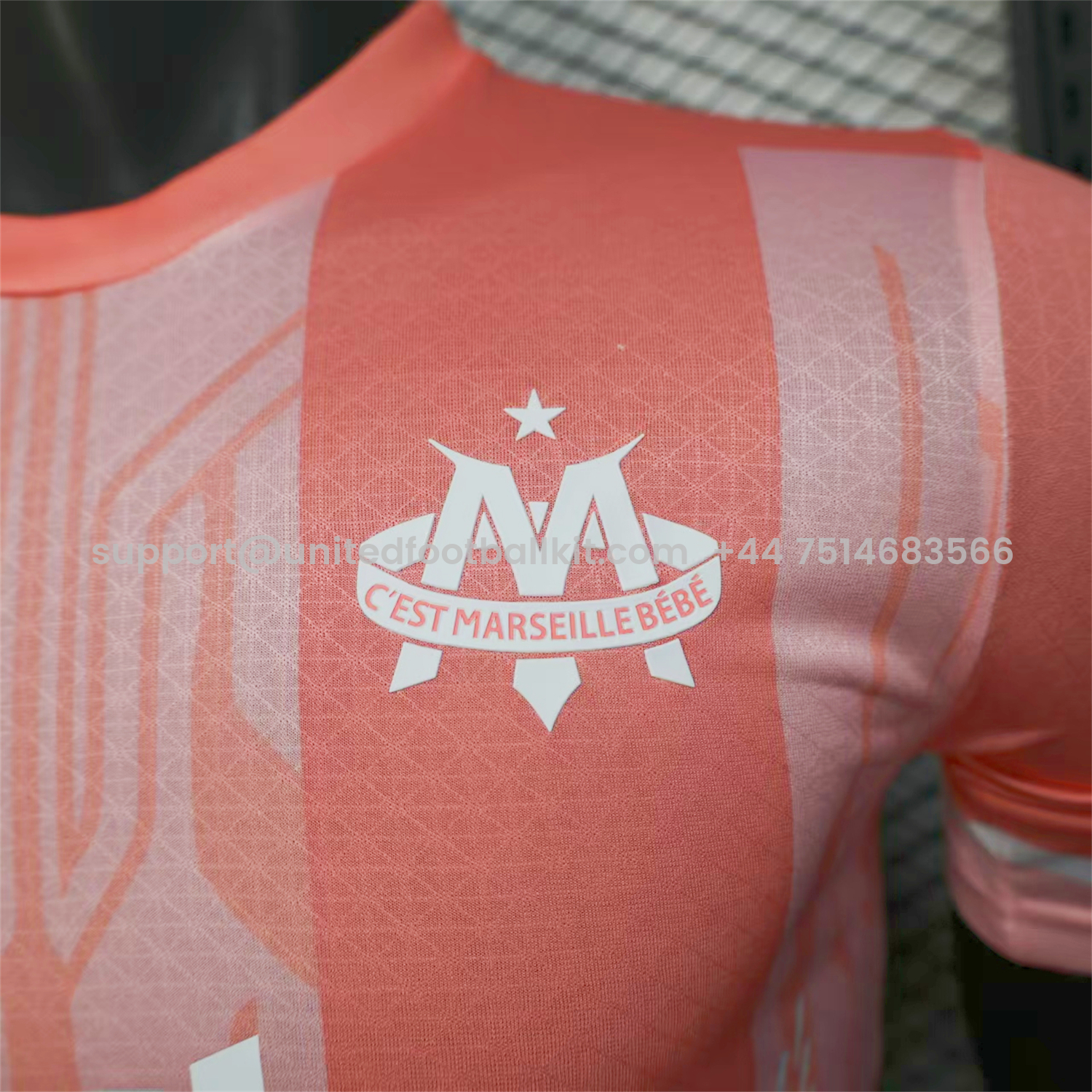 Unitedfootballkit.com | Marseille 25-26 Pink Stripes Special Jersey - Player Version -Customize Name, Number and Patch | Worldwide Shipping