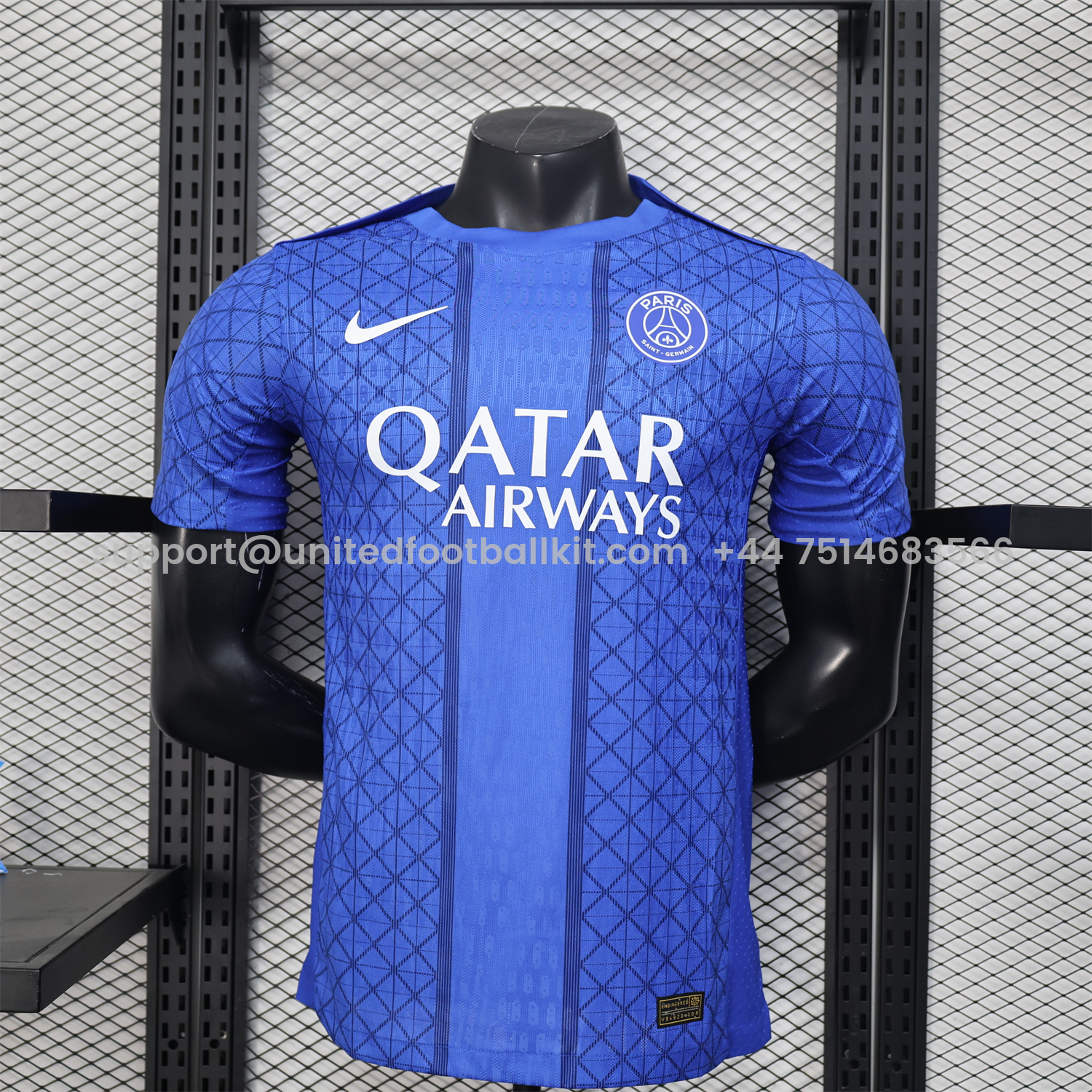 Unitedfootballkit.com | Paris Saint-Germain PSG 25-26 Blue Pre-Match Training Jersey - Player Version -Customize Name, Number and Patch | Worldwide Shipping