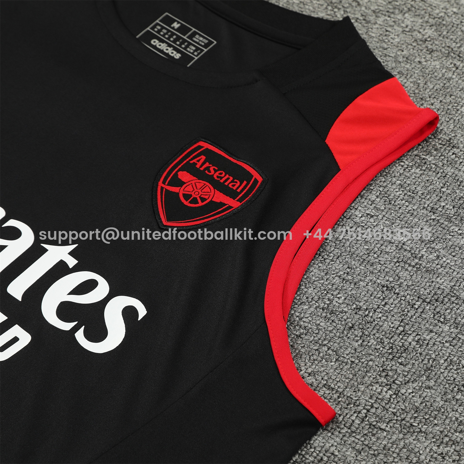 Unitedfootballkit.com | Arsenal 24-25 Vest Training Set - Black -Customize Name, Number and Patch | Worldwide Shipping