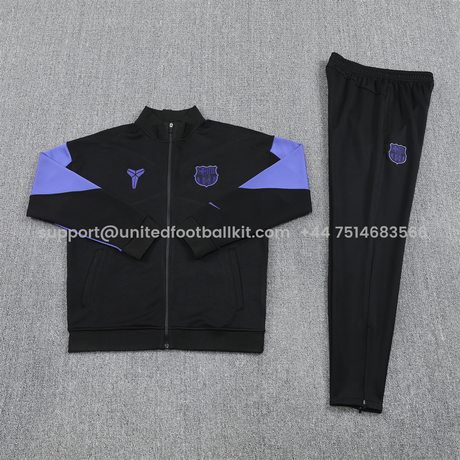Unitedfootballkit.com | Barcelona 25-26 Jacket Training Tracksuit - Black Purple Jackets & Black Pants -Customize Name, Number and Patch | Worldwide Shipping