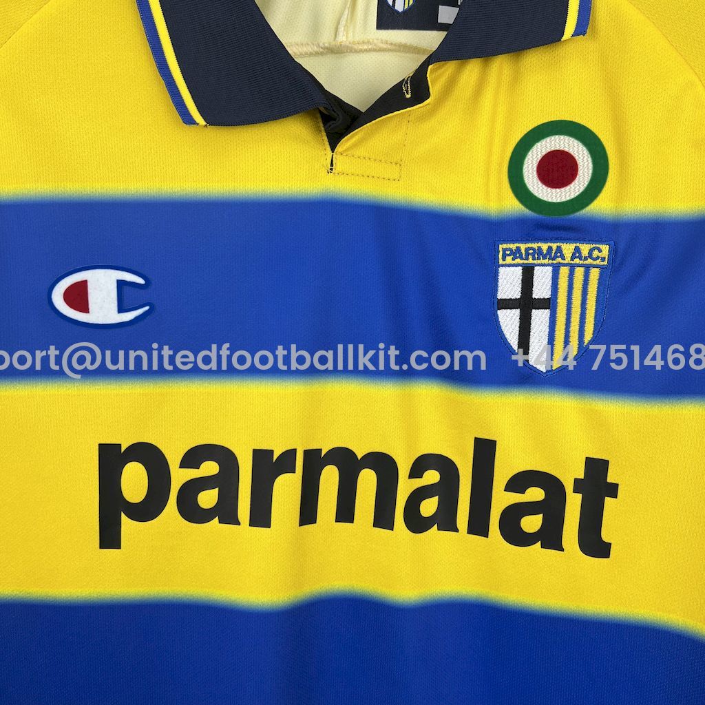 Unitedfootballkit.com | Retro Parma 1999-00 Home Jersey - Fans Version -Customize Name, Number and Patch | Worldwide Shipping