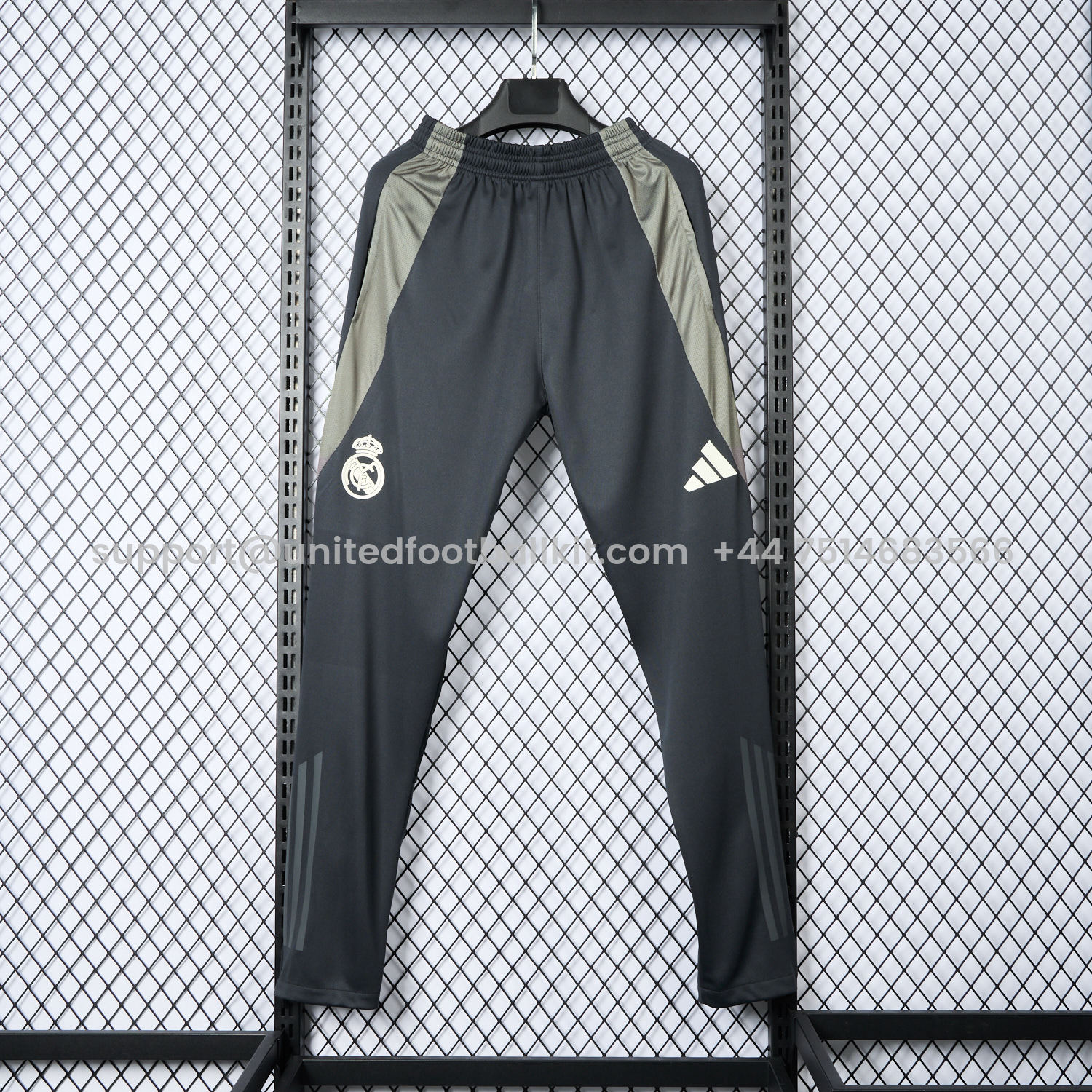Unitedfootballkit.com | Real Madrid 24-25 Graphite Grey Training Pants - Player Version -Customize Name, Number and Patch | Worldwide Shipping
