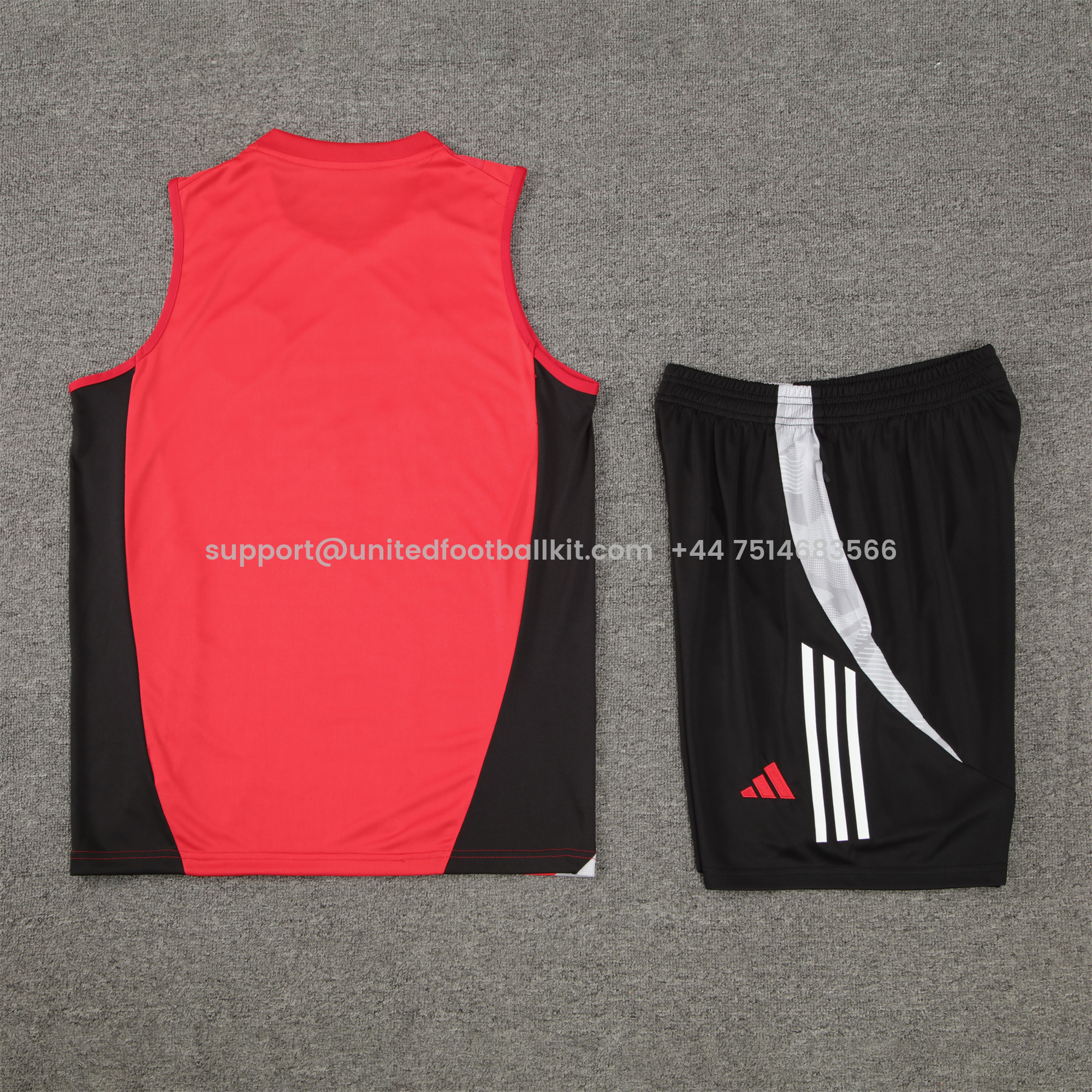 Unitedfootballkit.com | Manchester United 24-25 Vest Training Set - Red -Customize Name, Number and Patch | Worldwide Shipping
