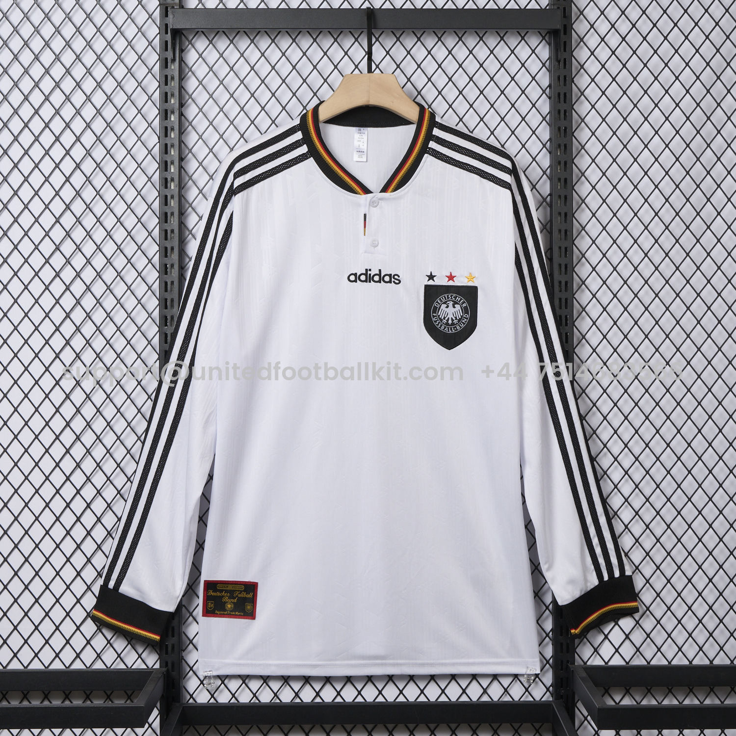 Unitedfootballkit.com | Retro Germany 1996 Home Long Sleeves Jersey -Customize Name, Number and Patch | Worldwide Shipping