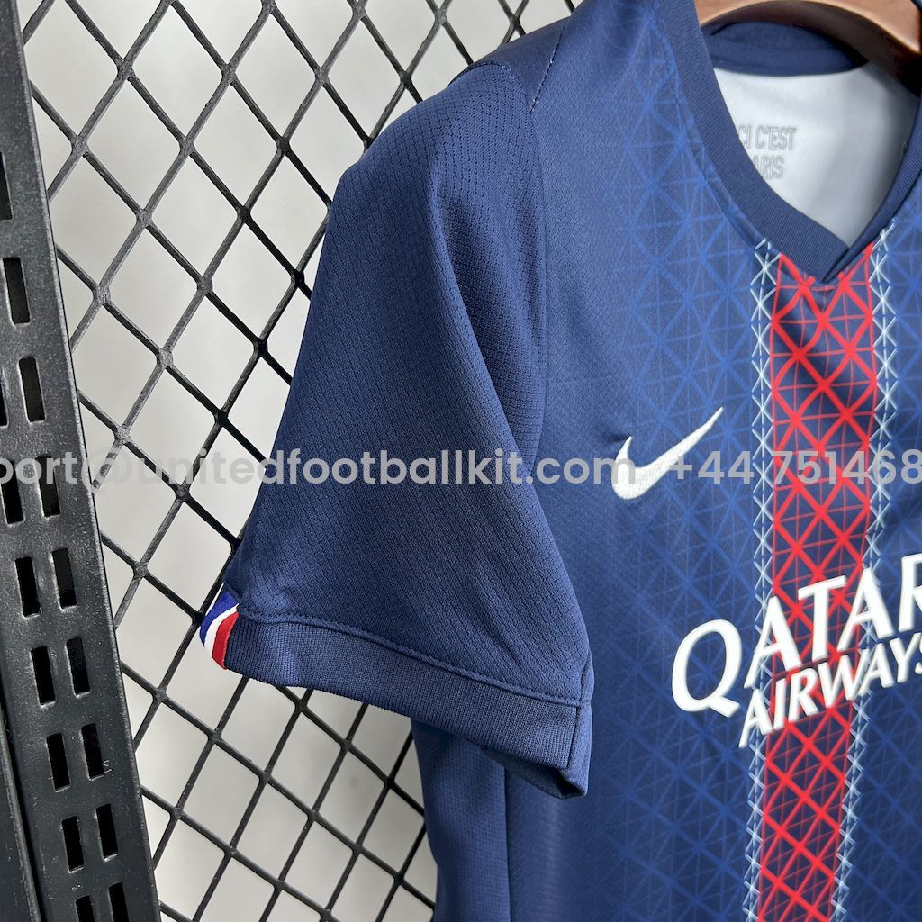 Unitedfootballkit.com | Paris Saint-Germain PSG 25-26 Home Kids Kit -Customize Name, Number and Patch | Worldwide Shipping