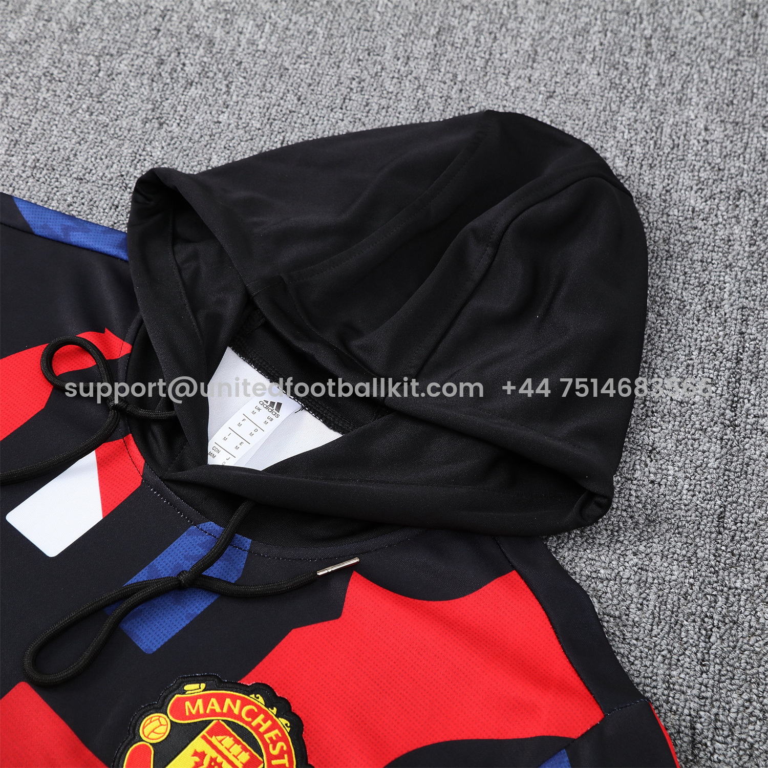 Unitedfootballkit.com | Manchester United 24-25 Pre-Match Traning Hoodie Set - Black Top and Pants -Customize Name, Number and Patch | Worldwide Shipping