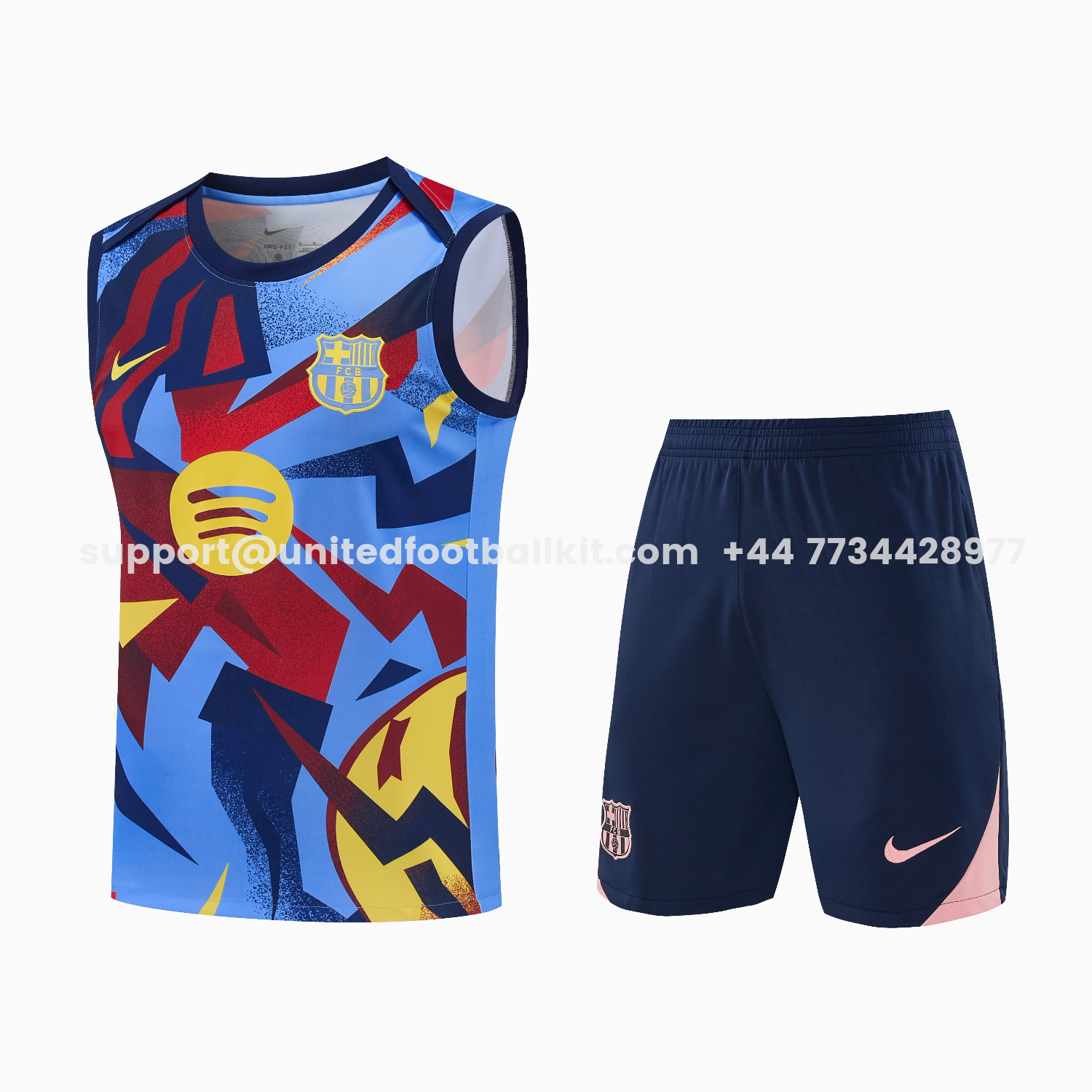 Unitedfootballkit.com | Barcelona 25-26 Vest Training Set - Colors Top & Dark Blue With Pink Accents Pants -Customize Name, Number and Patch | Worldwide Shipping