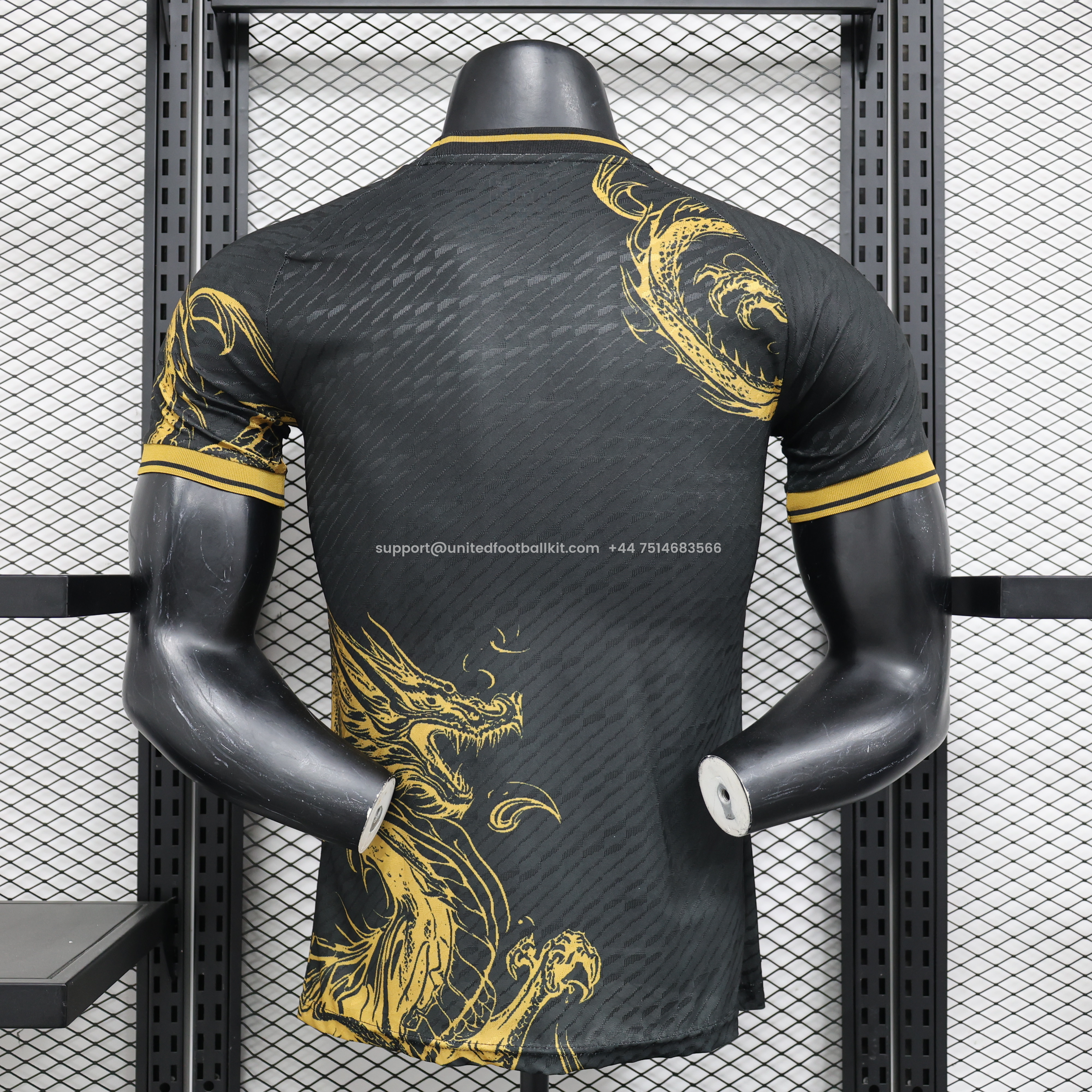 Unitedfootballkit.com | Real Madrid 24-25 Gold Dragon Special Edition Black Jersey - Player Version -Customize Name, Number and Patch | Worldwide Shipping