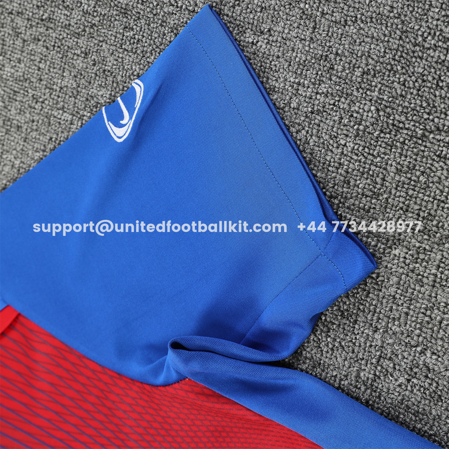 Unitedfootballkit.com | Paris Saint-Germain PSG 25-26 Short-Sleeve Training Set - Red And Blue Lines Top & Blue Shorts -Customize Name, Number and Patch | Worldwide Shipping