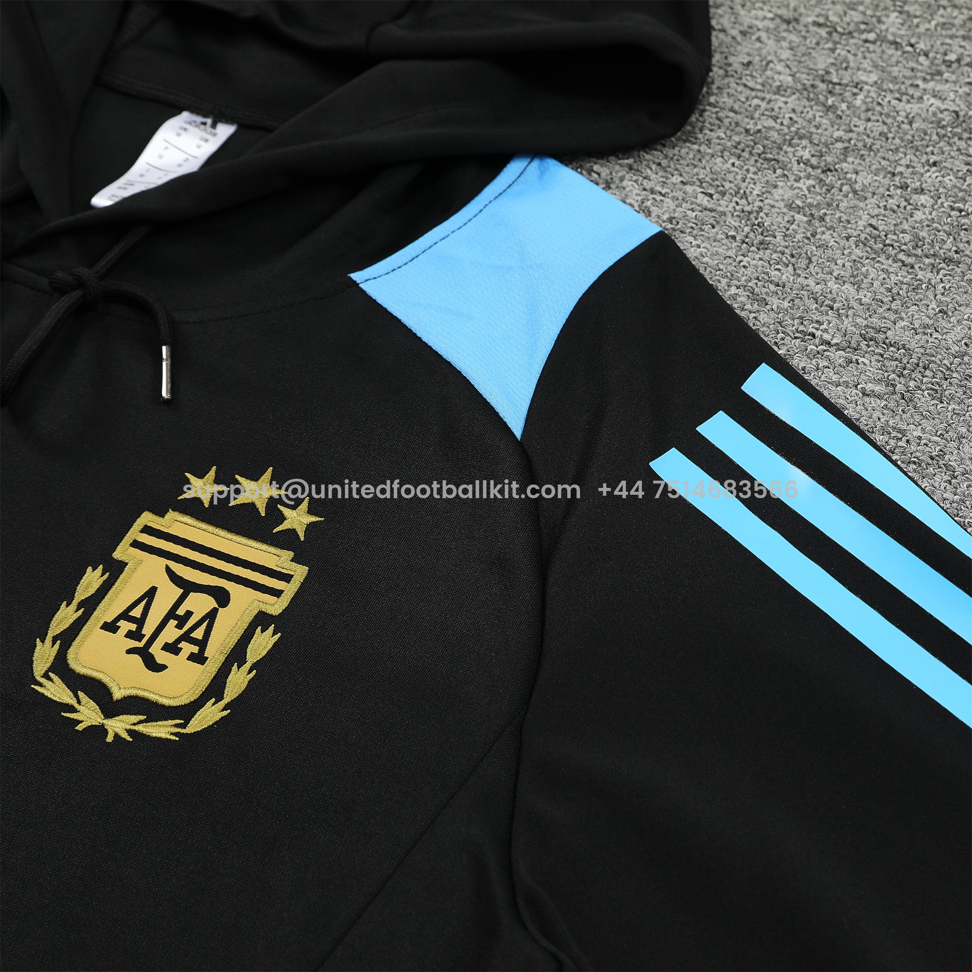 Unitedfootballkit.com | Argentina 24-25 Long Sleeve Training Set - Black Blue -Customize Name, Number and Patch | Worldwide Shipping