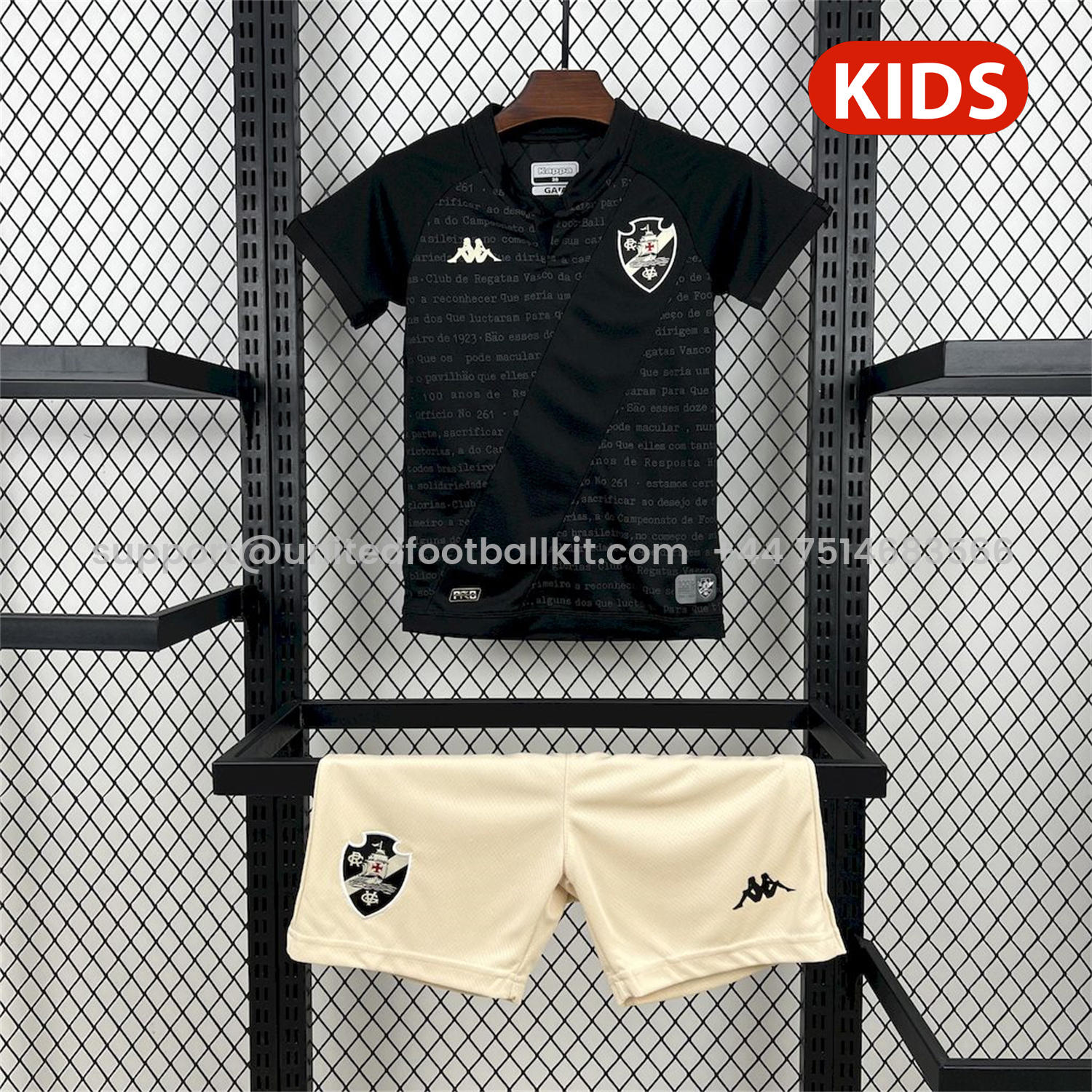 Unitedfootballkit.com | Vasco da Gama 24-25 Black Special Edition Kids Kit -Customize Name, Number and Patch | Worldwide Shipping