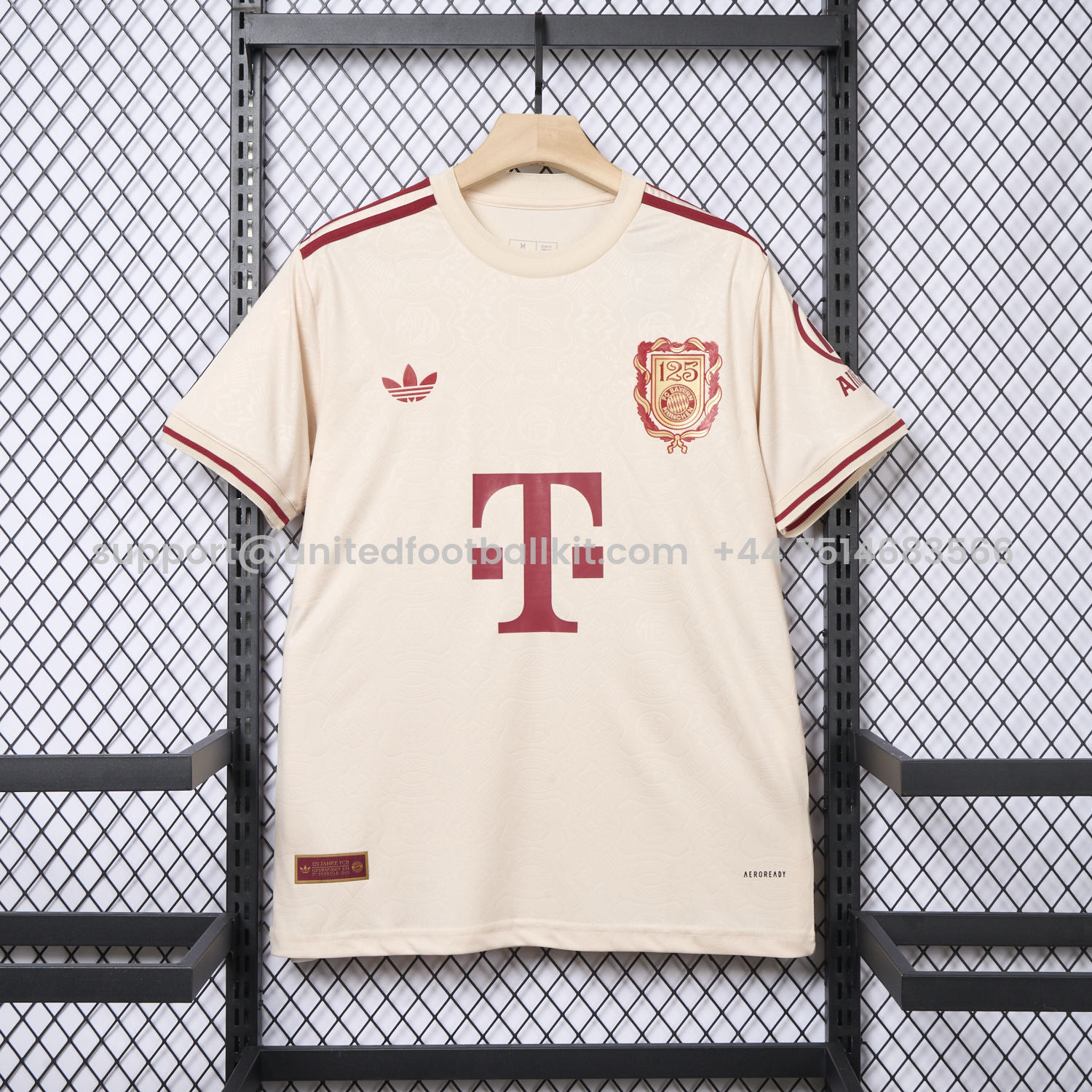 Unitedfootballkit.com | Bayern Munich 2025 Apricot 125th Anniversary Jersey - Fans Version -Customize Name, Number and Patch | Worldwide Shipping