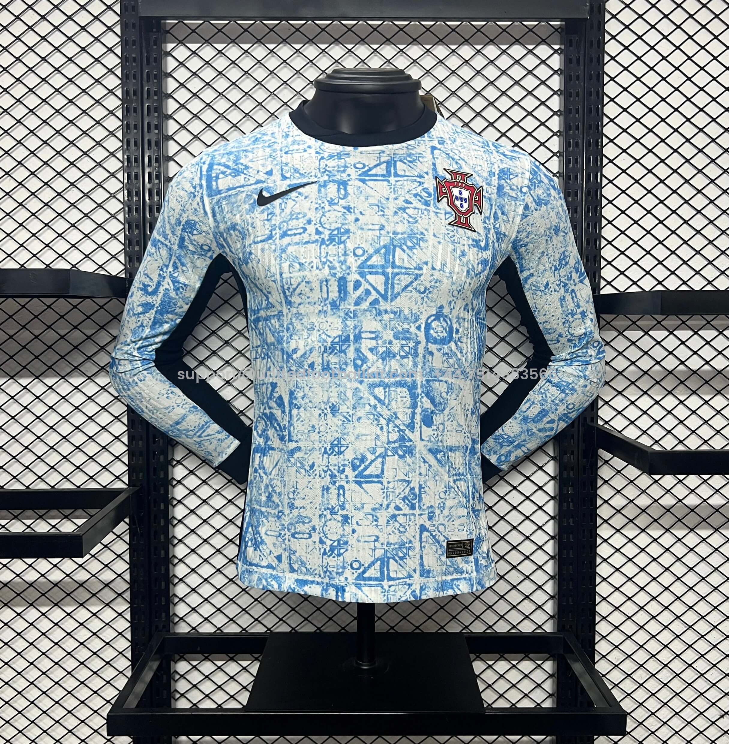 Unitedfootballkit.com | Portugal 2024 Away Long Sleeve Jersey - Player Version -Customize Name, Number and Patch | Worldwide Shipping