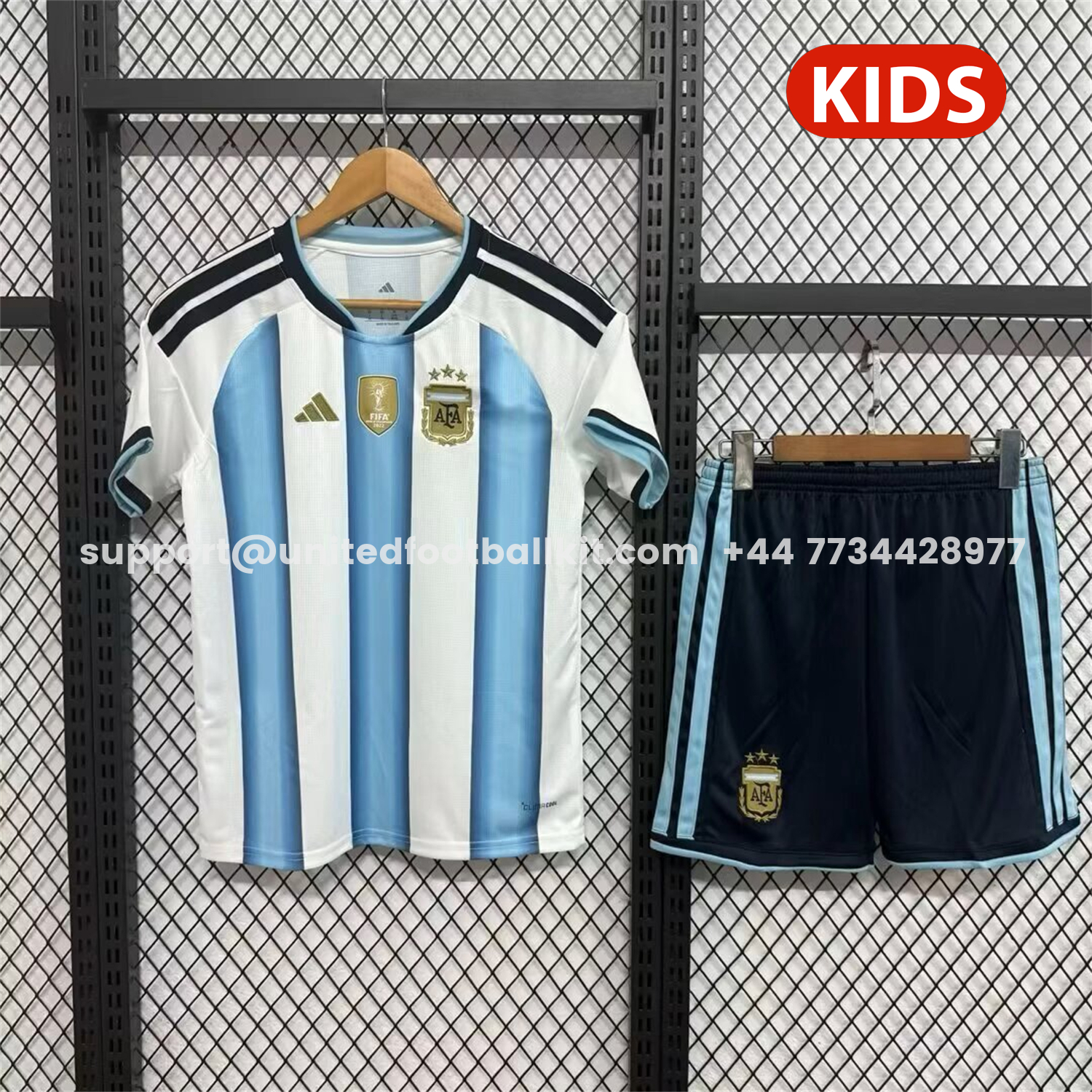 Unitedfootballkit.com | Argentina 2026 Home Kids Kit - With Chest Patch -Customize Name, Number and Patch | Worldwide Shipping