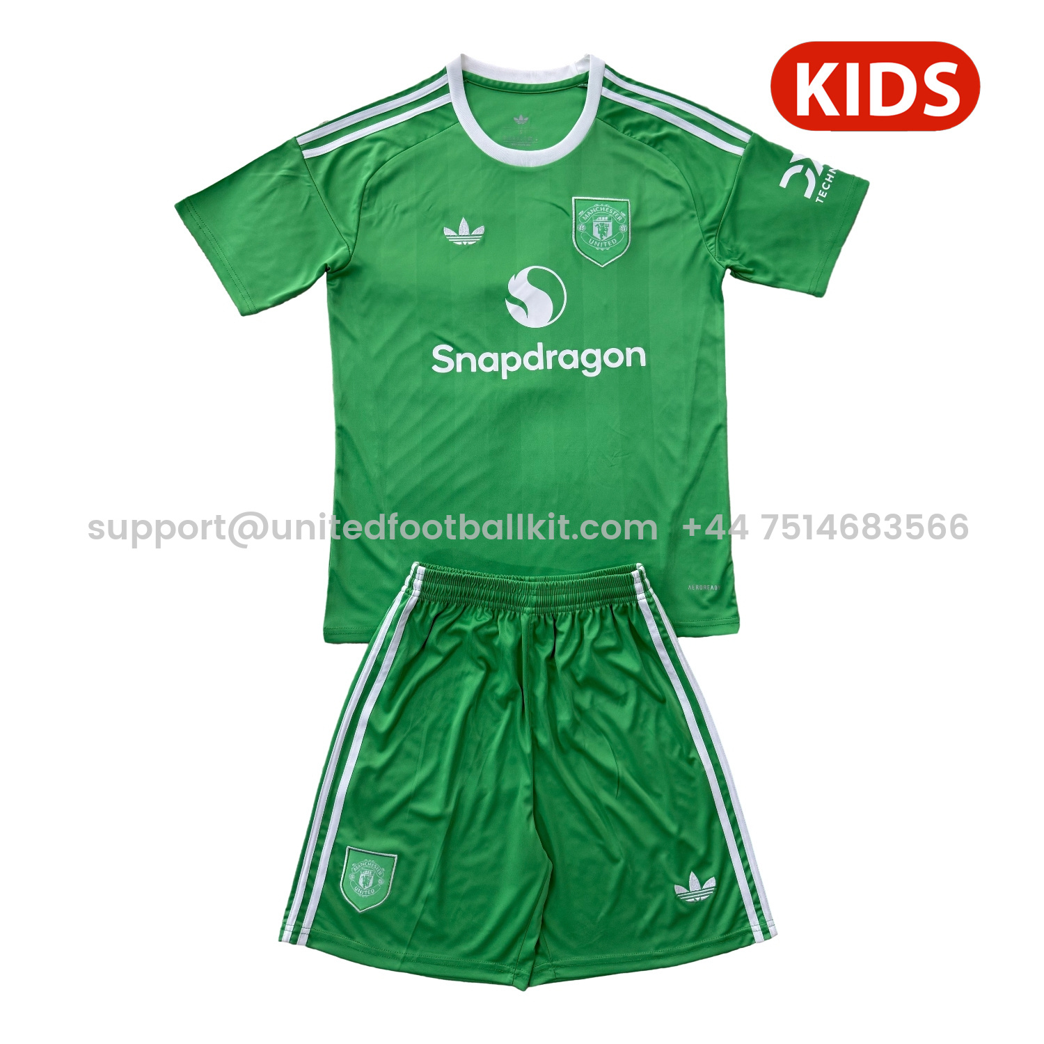 Unitedfootballkit.com | Manchester United 25-26 Green Goalkeeper Kids Kit -Customize Name, Number and Patch | Worldwide Shipping