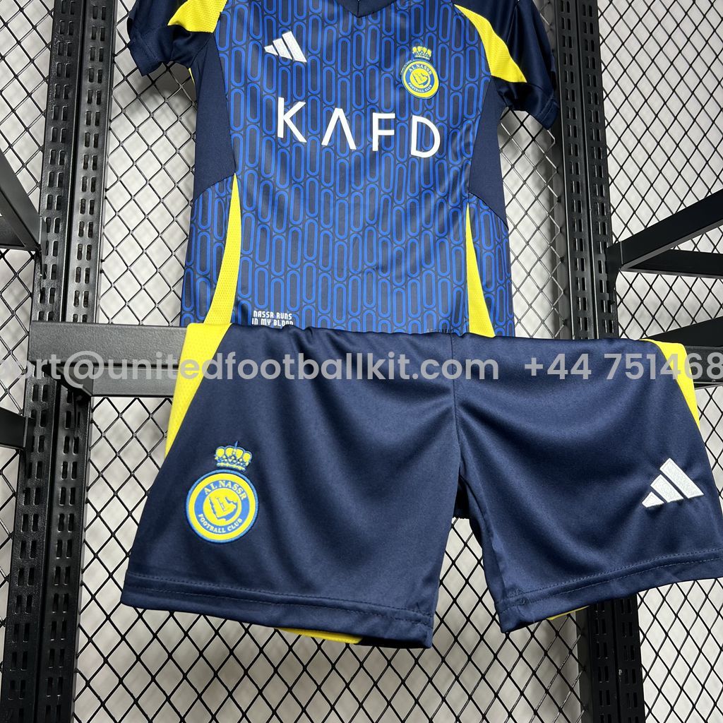 Unitedfootballkit.com | Al Nassr Riyadh Victory 24-25 Away Kids Kit -Customize Name, Number and Patch | Worldwide Shipping