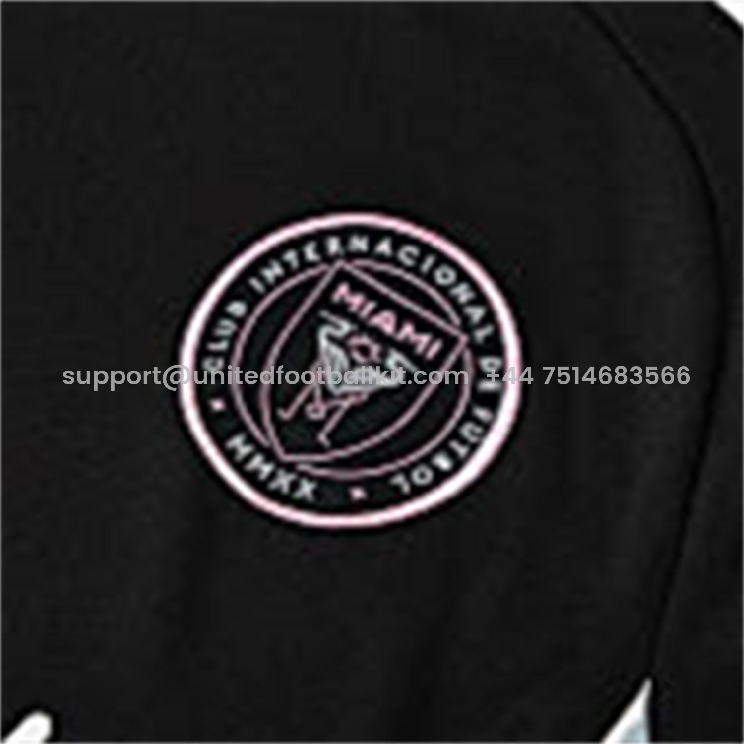 Unitedfootballkit.com | INT M.A.M 25-26 Short-Sleeve Training Set - Light Grey Stripes Black Top & Black Shorts -Customize Name, Number and Patch | Worldwide Shipping