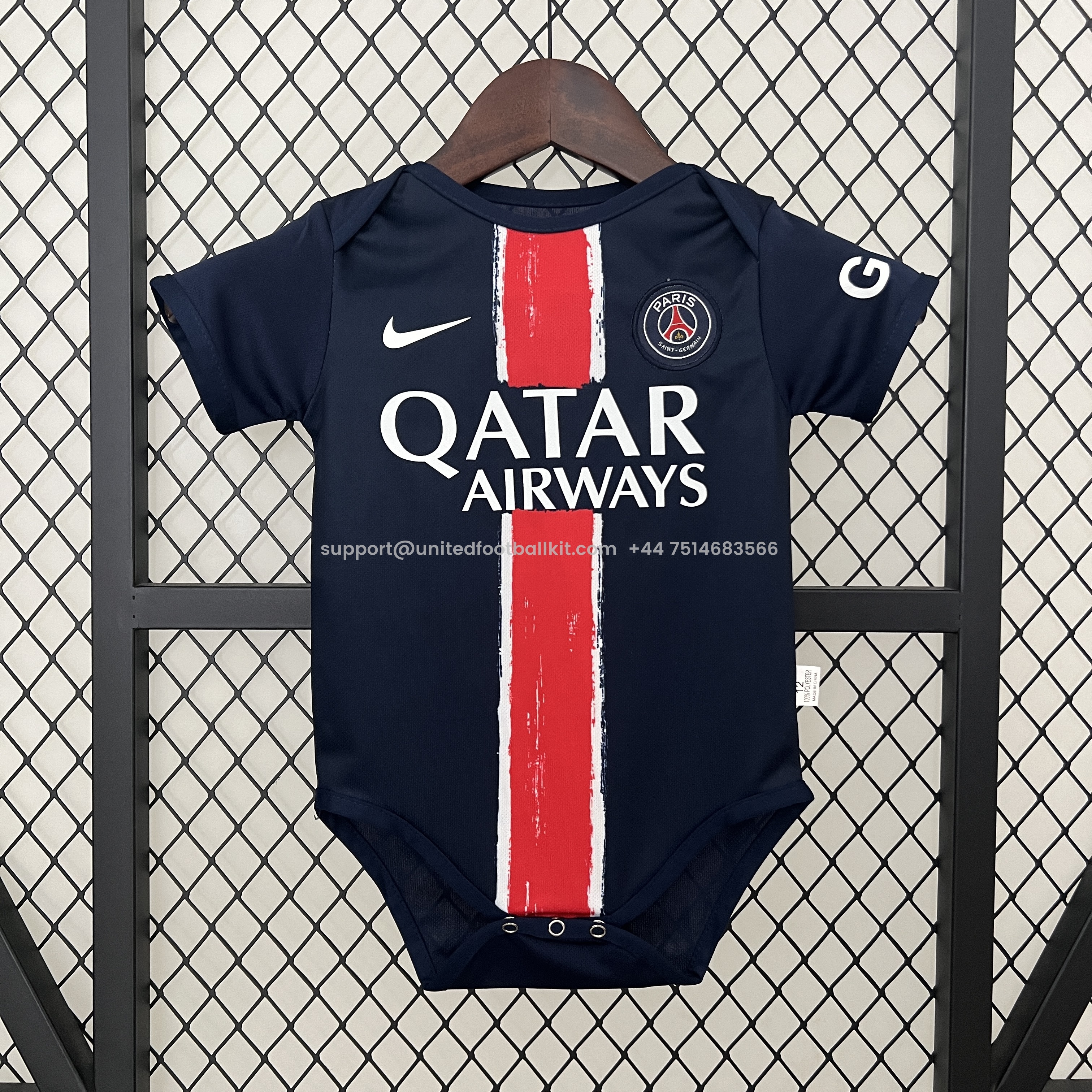 Unitedfootballkit.com | Paris Saint-Germain PSG 24-25 Home Baby Crawling Suit -Customize Name, Number and Patch | Worldwide Shipping