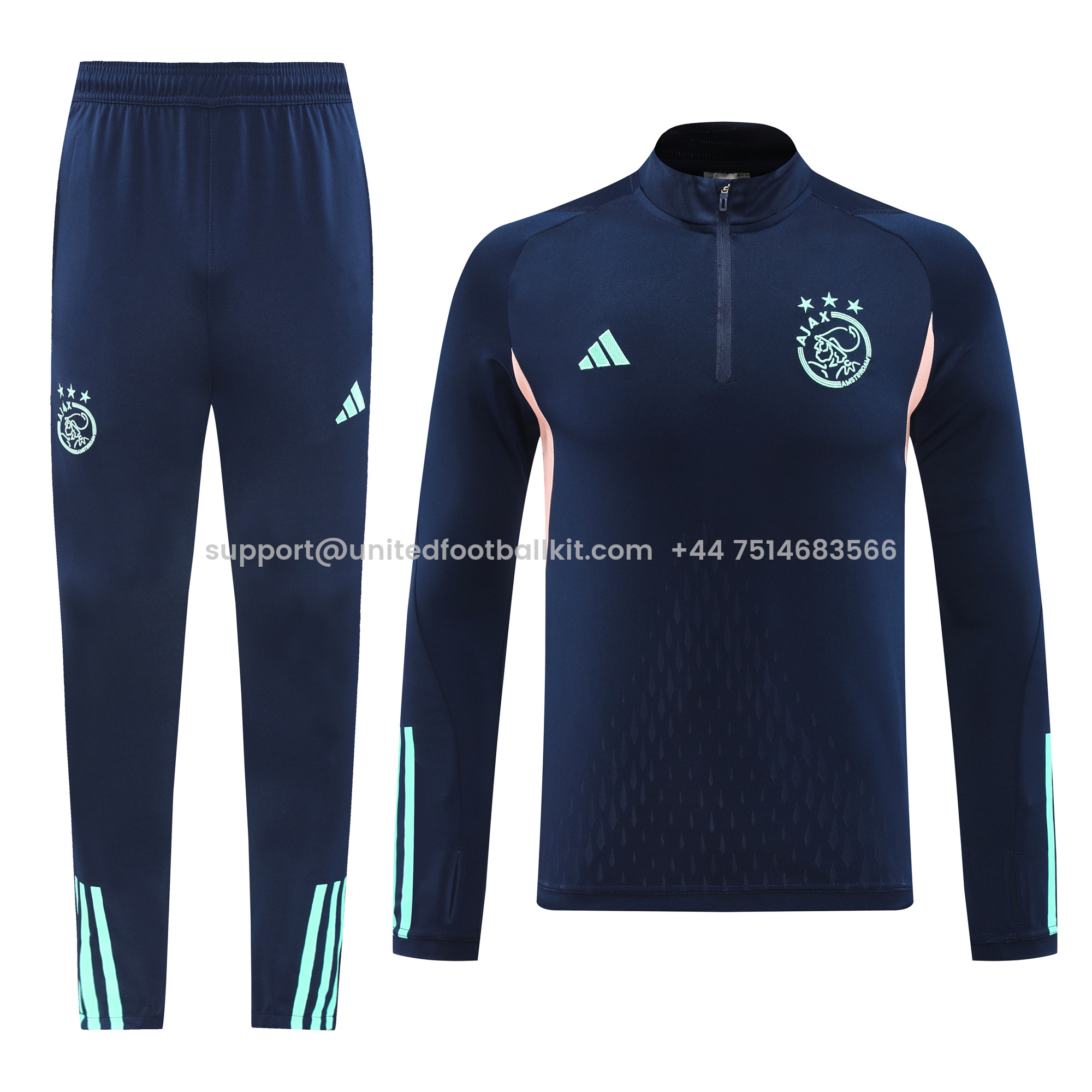 Unitedfootballkit.com | Ajax 24-25 Long Sleeve Training Set - Royal Blue -Customize Name, Number and Patch | Worldwide Shipping