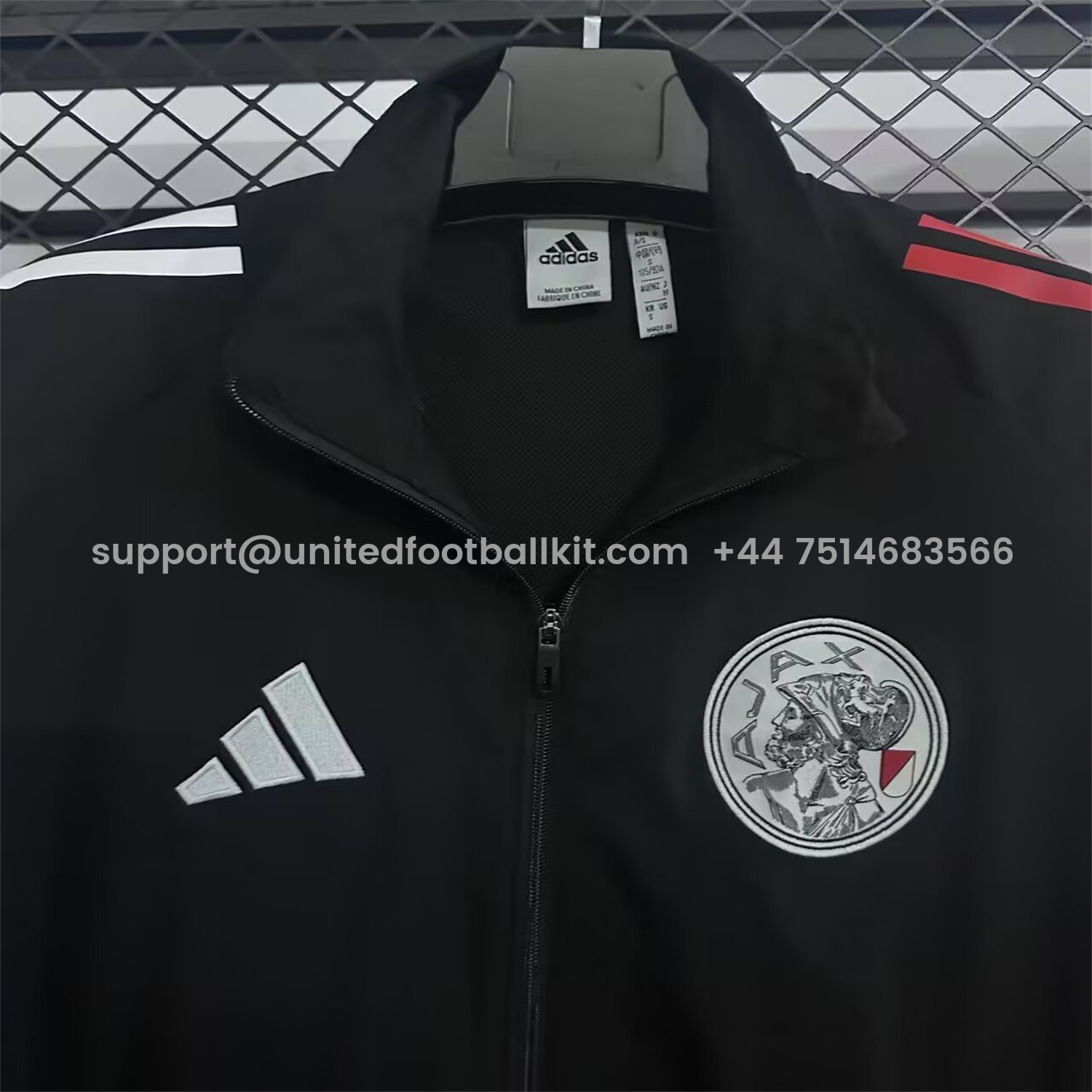 Unitedfootballkit.com | Ajax 25-26 Training Windbreaker Jacket - Black -Customize Name, Number and Patch | Worldwide Shipping