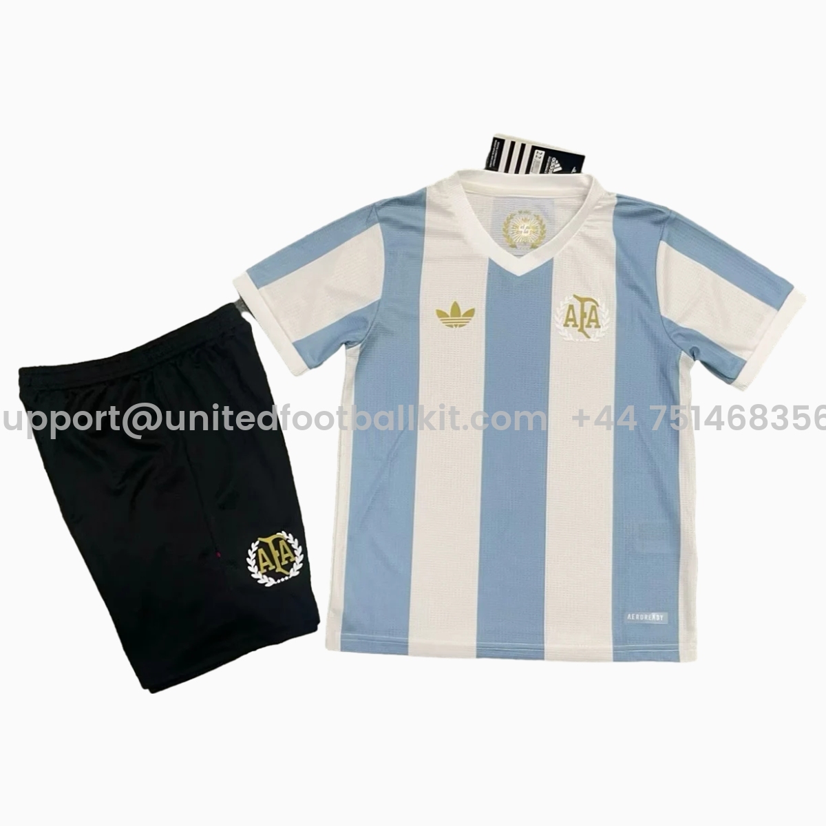Unitedfootballkit.com | Argentina 24-25 Adi 50 Years Anniversary Kids Kit -Customize Name, Number and Patch | Worldwide Shipping