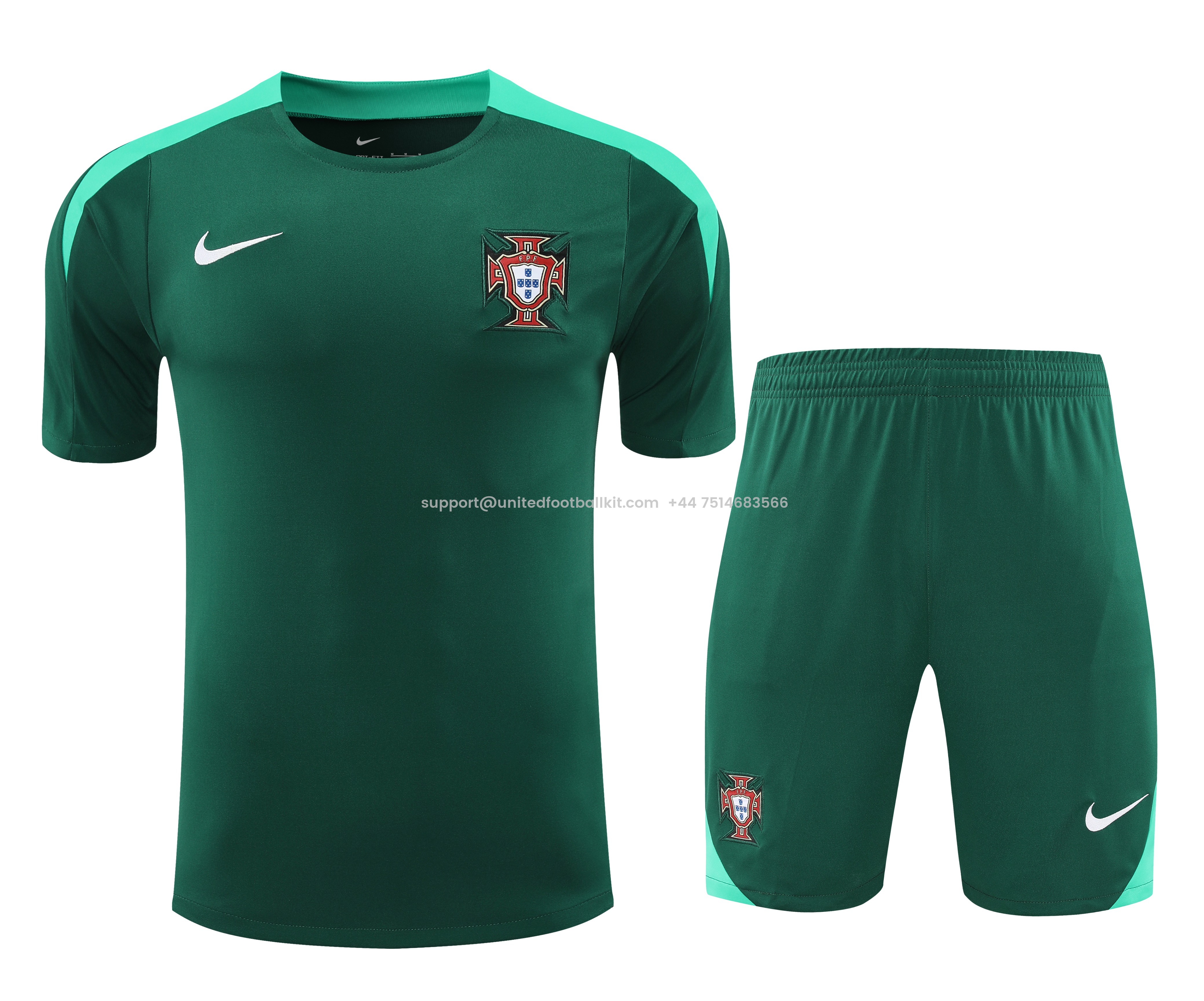 Unitedfootballkit.com | Portugal 2024 Short-Sleeve Training Set - Green -Customize Name, Number and Patch | Worldwide Shipping