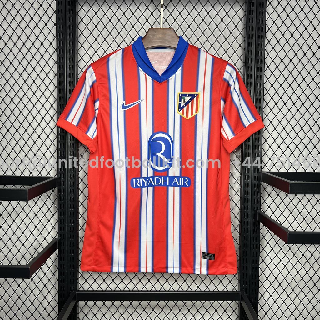 Unitedfootballkit.com | Atletico Madrid 24-25 Home Stadium Jersey - Fans Version -Customize Name, Number and Patch | Worldwide Shipping