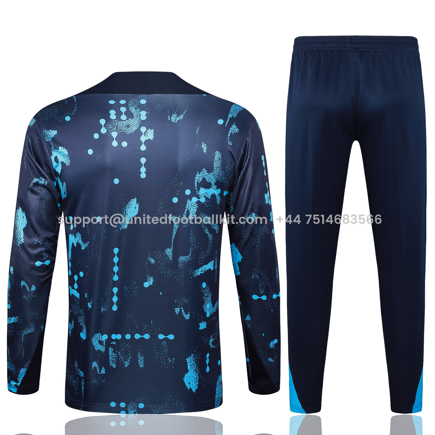 Unitedfootballkit.com | C.H.E.L.S.E.A 24-25 Long Sleeve Training Set - Royal Blue with Blue Dots -Customize Name, Number and Patch | Worldwide Shipping