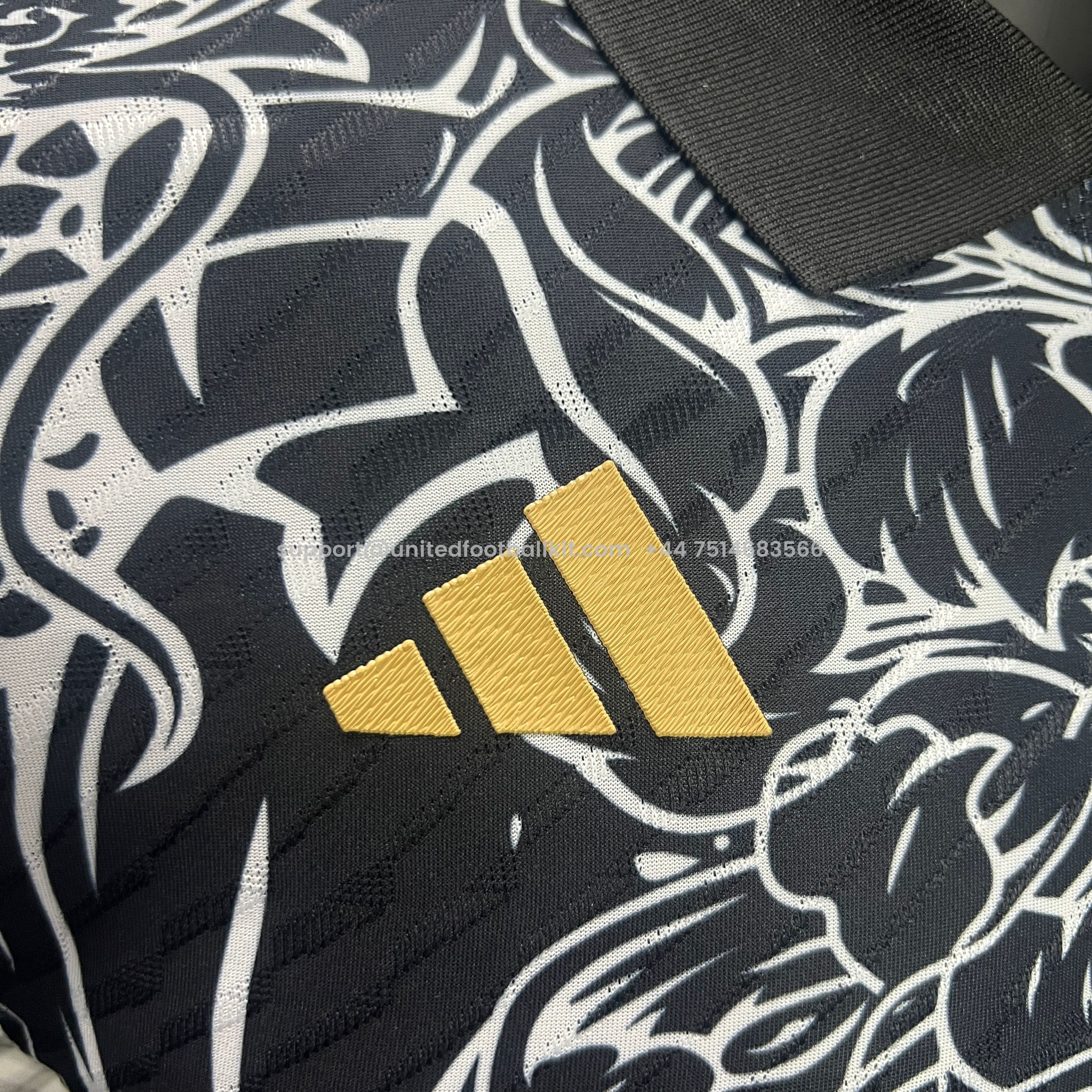 Unitedfootballkit.com | Real Madrid 24-25 White Dragon Special Edition Black Jersey - Player Version -Customize Name, Number and Patch | Worldwide Shipping