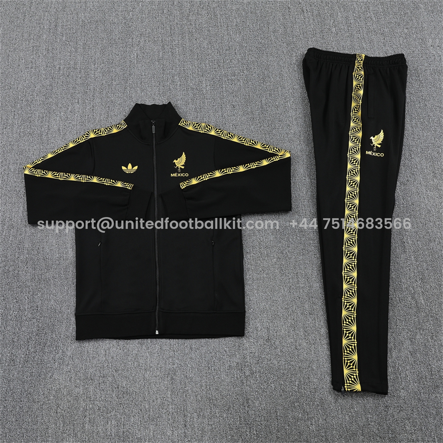 Unitedfootballkit.com | Mexico 2025 Gold Cup Jacket Training Tracksuit - Black Top & Pants -Customize Name, Number and Patch | Worldwide Shipping