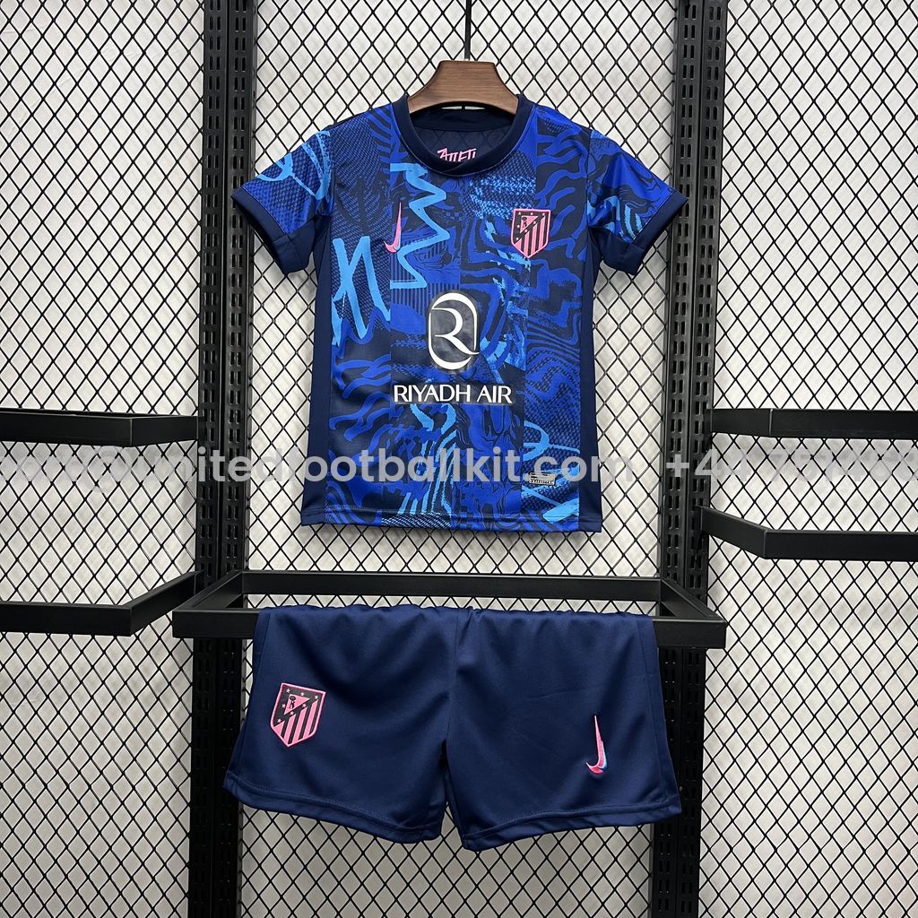 Unitedfootballkit.com | Atletico Madrid 24-25 Third Kids Kit -Customize Name, Number and Patch | Worldwide Shipping
