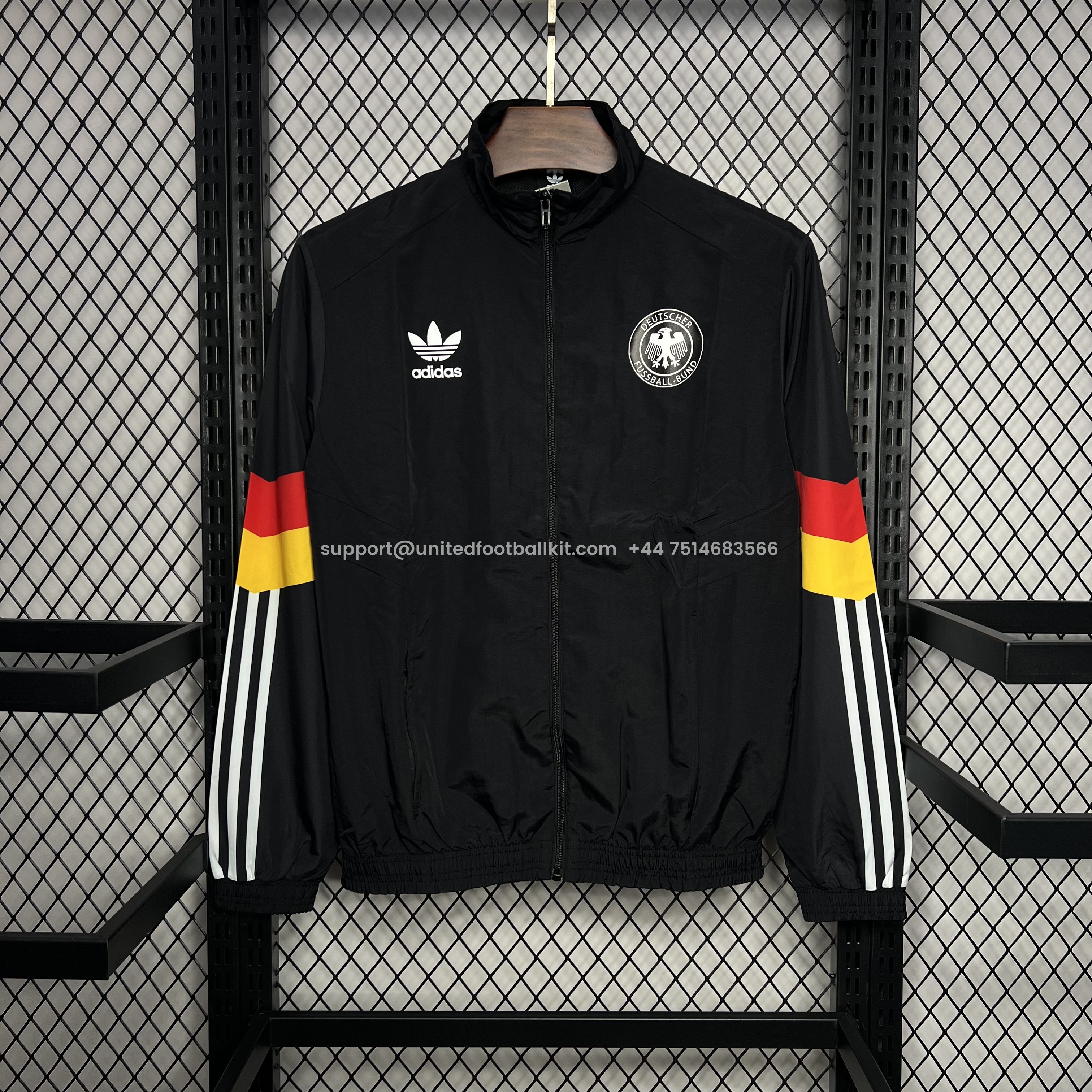 Unitedfootballkit.com | Germany 2024 Black Windbreaker - Player Version -Customize Name, Number and Patch | Worldwide Shipping